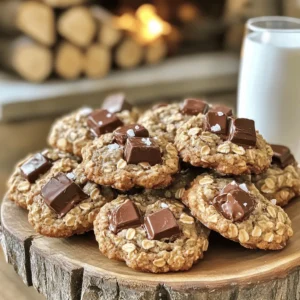 - 1 cup rolled oats - 1 cup all-purpose flour - 1/2 teaspoon baking soda - 1/2 teaspoon baking powder - 1/4 teaspoon salt - 1/2 cup unsalted butter, softened - 1/2 cup packed brown sugar - 1/2 cup granulated sugar - 1 teaspoon pure vanilla extract - 1 large egg, at room temperature - 1 cup semi-sweet chocolate chunks - 1/2 cup chopped nuts (optional, e.g., walnuts or pecans) To make the best chocolate chunk oatmeal cookies, I pick simple, fresh ingredients. Using rolled oats gives the cookies a hearty feel. All-purpose flour keeps the texture just right. Baking soda and baking powder help the cookies rise. A little salt balances the sweetness. Butter adds richness. I prefer unsalted for better control over flavor. Brown sugar brings moisture and a hint of caramel. The granulated sugar sweetens without making the dough too wet. Pure vanilla extract adds a warm flavor, while the egg binds everything together. Chocolate chunks are the star here. They melt beautifully and create gooey pockets of chocolate. If you want extra crunch, add chopped nuts. Walnuts or pecans work great, but you can use your favorite. - Sea salt for sprinkling - Dark chocolate chunks - Dried fruits (e.g., cranberries or raisins) Customization is fun! Sprinkle some sea salt on top for a sweet-salty treat. If you love dark chocolate, swap some semi-sweet chunks for dark ones. Dried fruits like cranberries or raisins add chewiness and flavor. - Preheat oven to 350°F (175°C). - Line a baking sheet with parchment paper. - Combine oats, flour, baking soda, baking powder, and salt in a bowl. This step is key. The dry mix gives your cookies structure. Use a whisk for even mixing. - Beat softened butter with brown and granulated sugars until fluffy. - Add vanilla extract and egg, mixing until smooth. This creaming process makes the cookies light. You want it airy, not dense. - Gradually mix dry ingredients into the wet mixture without overmixing. Be gentle here. Overmixing can make your cookies tough. Just mix until you see no dry flour. - Fold in chocolate chunks and optional nuts. This is where the magic happens! The chocolate melts and adds a rich flavor. - Drop spoonfuls of dough on the baking sheet. - Bake for 10-12 minutes until golden on edges. Space them out! They will spread as they bake. Enjoy the aroma as they cook! To get the best cookie texture, avoid overmixing the dough. When you mix too much, the cookies can turn out tough. Just stir until the dry and wet ingredients blend. This keeps them soft and chewy. Let the cookies remain slightly underbaked. Bake them until the edges are golden, but the centers should look soft. They will continue to cook a bit as they cool. This method gives you a nice, gooey center that everyone loves! For a beautiful display, serve the cookies on a rustic wooden platter. You can add a small sprinkle of coarse sea salt on top for a fancy touch. This adds flavor and makes the cookies look even more tempting. These cookies are best served with a glass of cold milk. The milk's creaminess pairs perfectly with the rich chocolate. It makes for a delightful treat that you can enjoy anytime! You can enjoy these cookies with a warm cup of coffee or tea. The flavors blend well, creating a cozy experience. Try flavored teas, like chai or peppermint, for a fun twist. Think about seasonal flavors too! During fall, add a pinch of cinnamon to the dough. For summer, toss in some dried fruit like cranberries. These variations keep the cookies fresh and exciting! {{image_4}} You can make these cookies a bit better for you. Start by using whole wheat flour instead of all-purpose flour. This change adds fiber and nutrients. You can also cut back on sugar. Try using 1/3 cup of each sugar type instead of 1/2 cup. Your cookies will still taste sweet but with less sugar. Want to spice things up? Add some cinnamon or nutmeg to the dry mix. Just a pinch will change the flavor and make it warm. You can also swap the semi-sweet chocolate for peanut butter chips. This option gives you a rich, nutty taste. If you follow a vegan diet, you can use some easy swaps. Replace the egg with a flax egg, made from ground flaxseed and water. Also, use vegan butter instead of unsalted butter. For gluten-free cookies, swap all-purpose flour with a gluten-free flour blend. Just ensure your oats are certified gluten-free to keep them safe. To keep your cookies fresh, store them in an airtight container. This helps keep moisture in while keeping air out. A good choice is a glass jar with a tight seal. You can also use plastic containers with lids. Line the bottom with parchment paper for added moisture control. This will keep your chocolate chunk oatmeal cookies soft and chewy. You can freeze cookie dough for later use. First, scoop the dough onto a baking sheet lined with parchment. Freeze for about two hours. Once frozen, transfer the dough balls into a freezer bag. Seal the bag tightly, removing as much air as possible. When you're ready to bake, you can thaw the dough in the fridge overnight. Bake directly from frozen, adding a couple of extra minutes to the baking time. These cookies stay fresh for about a week at room temperature. Keep them in a cool, dry place. Look for signs of spoilage, such as a dry or hard texture. If the cookies turn stale or develop an off smell, it’s best to discard them. Enjoy your cookies while they’re still soft and chocolatey! To make cookies soft, you can follow these simple tips: - Use more brown sugar than white sugar. Brown sugar adds moisture. - Don’t overbake your cookies. Bake until the edges are light brown. - Chill the dough for about 30 minutes before baking. This helps keep them soft. - Add an extra egg yolk. This can improve the cookie's texture. Yes, you can make these cookies ahead of time. Here are a few suggestions: - Prepare the dough and store it in the fridge for up to 3 days. - You can also scoop the dough onto a baking sheet and freeze it. Once frozen, transfer it to a bag and store it for up to 3 months. - When you're ready to bake, just place the frozen dough on a sheet and bake without thawing. If you want to change the flavor, consider these substitutes: - Use dark chocolate chunks for a richer taste. - Try peanut butter chips for a nutty flavor. - Add dried fruits like cranberries or raisins for sweetness. - Use chopped nuts for a crunchy texture. Raw cookie dough can be risky. Here’s why: - Raw flour can contain harmful bacteria. - Raw eggs may carry Salmonella. - To enjoy cookie dough safely, use heat-treated flour and pasteurized eggs. This makes it safer to eat raw. This blog post showed you how to make delicious cookies. We covered the key ingredients, step-by-step instructions, and tips for the best texture. I shared fun variations and helpful storage tips to keep them fresh. Remember, you can customize these cookies to fit your taste. Baking should be fun and creative! Enjoy the process and share your results. Happy baking!