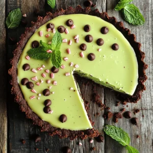 - 1 pre-made chocolate cookie crust - 8 oz cream cheese, softened - 1 cup powdered sugar - 1 cup heavy whipping cream - 1 teaspoon pure peppermint extract - 2 tablespoons green food coloring - 1 cup mini chocolate chips - 1/4 cup crushed peppermint candies (for garnish) - Fresh mint leaves (for garnish) To make this pie, gather your ingredients. The chocolate cookie crust is key. It gives the pie a rich base. The cream cheese adds a creamy texture. Powdered sugar gives the pie sweetness without grittiness. Heavy whipping cream makes it light and fluffy. Pure peppermint extract gives a strong mint flavor. Adjust the green food coloring to match your taste. The mini chocolate chips add chocolate bursts. Crushed peppermint candies provide a nice crunch on top. Fresh mint leaves finish off the pie perfectly. Using quality ingredients helps the pie shine. Freshness matters, especially for mint and cream. Get ready for a fun dessert that everyone will love! - Step 1: Prepare cream cheese mixture Start with 8 oz of softened cream cheese in a large bowl. Beat it with an electric mixer until smooth. This makes the base for your pie. - Step 2: Whip heavy cream and combine In another bowl, pour in 1 cup of heavy whipping cream. Whip it with the mixer until stiff peaks form. This takes about 3-5 minutes. Gently fold this whipped cream into the cream cheese mixture. Be careful not to deflate it. - Step 3: Color and flavor the mixture Add 1 teaspoon of pure peppermint extract and 2 tablespoons of green food coloring to the mix. Stir gently until the color is even. Adjust the food coloring for your perfect shade of green. - Step 4: Fill the chocolate crust Fold in 1 cup of mini chocolate chips. Then, spoon the mixture into your pre-made chocolate cookie crust. Use a spatula to smooth the top and make it look nice. - Step 5: Chill the pie Cover the pie with plastic wrap. Place it in the fridge for at least 4 hours. This helps the pie set firmly. - Step 6: Garnish and serve When ready, slice the pie. Sprinkle each slice with crushed peppermint candies and add a few fresh mint leaves on top. This makes your dessert look great and adds a nice touch. Enjoy every bite of your mint chocolate grasshopper pie! - Ensuring the cream cheese is softened Start with cream cheese at room temperature. This makes mixing easy and smooth. If it’s cold, lumps will form, ruining your pie. - The importance of stiff peaks for whipping cream When you whip the cream, aim for stiff peaks. This means the cream holds its shape well. It adds air, making the pie light and fluffy. Whipping takes just 3-5 minutes with an electric mixer. - Color adjustment tips with food coloring Use 2 tablespoons of green food coloring for a vibrant look. You can add more or less to get your perfect shade. Mix gently to keep the cream light. - Suggestions for garnishing Top each slice with crushed peppermint candies. This adds crunch and color. Fresh mint leaves make it look fresh and inviting. - Presentation tips for serving Slice the pie into wedges for easy serving. Place each piece on a plate. Scatter mini chocolate chips around the edge for a fun touch. These small details make your dessert shine. {{image_4}} You can change the crust for your Mint Chocolate Grasshopper Pie. A homemade chocolate cookie crust is easy to make. Just crush chocolate cookies and mix them with melted butter. Press this mix into a pie pan and chill it until firm. For a gluten-free option, use gluten-free chocolate cookies instead. You can still enjoy that delicious chocolate taste without worries. Want to mix things up? Try adding different extracts. Chocolate mint extract gives a rich flavor twist. You could also try almond or vanilla extracts for a unique taste. If you love texture, mix in some chopped nuts. Walnuts or pecans add a crunchy bite that contrasts with the creamy filling. These small changes can make your pie even more special! To keep your Mint Chocolate Grasshopper Pie fresh, follow these steps: - Refrigeration: Store the pie in the fridge. Use plastic wrap to cover it tightly. This keeps the pie fresh for up to 5 days. - Freezing the pie: If you want to freeze it, slice the pie first. Wrap each slice in plastic wrap, then place them in a freezer-safe bag. The pie can last in the freezer for up to 2 months. If you have leftovers, there are fun ways to enjoy them: - Re-serve: You can serve leftover slices as they are. Or, crush some extra peppermint candies and sprinkle them on top for a fresh look. - Repurpose: Chop the pie into small pieces and mix it into ice cream. This makes a tasty mint chocolate treat. - Safety tips: If you use garnishes like mint leaves, store them separately. Keep them in a small container in the fridge. This helps them stay fresh longer. What is the origin of Mint Chocolate Grasshopper Pie? Mint Chocolate Grasshopper Pie has roots in the United States. It comes from the classic Grasshopper cocktail. The drink mixes mint and chocolate flavors. This pie takes those flavors and makes them into a dessert. It became popular in the 1950s. People love its cool taste and fun green color. Can I make this pie ahead of time? Yes, you can make this pie ahead of time! It works well as a make-ahead dessert. I suggest making it at least four hours before serving. This lets it chill and set properly. You can keep it in the fridge for up to three days. This way, you can enjoy the pie without any last-minute stress. What can I substitute for cream cheese? If you need a substitute for cream cheese, try using Greek yogurt. You can also use a dairy-free cream cheese if you want. Both options will give you a nice texture. They may change the flavor a bit, but they work well in this pie. How long does Mint Chocolate Grasshopper Pie last in the fridge? Mint Chocolate Grasshopper Pie lasts for about three days in the fridge. Make sure to cover it well. This keeps it fresh and safe to eat. After three days, the texture may change, so try to eat it sooner for the best taste. Can I make a dairy-free version of this pie? Yes, you can make a dairy-free version! Use dairy-free cream cheese and coconut cream instead of heavy whipping cream. These swaps keep the pie creamy and tasty. You will still get that minty and chocolatey flavor everyone loves. You now know the key ingredients and steps to make Mint Chocolate Grasshopper Pie. This fun treat is easy to prepare, chill, and serve. Remember to keep your cream cheese soft and whip the cream to stiff peaks for the best texture. Don’t hesitate to experiment with flavors, crusts, or garnishes for a twist. The right storage helps you enjoy your leftovers safely. This pie is a delightful dessert that will impress your family and friends while keeping them coming back for more. Enjoy your baking adventure!