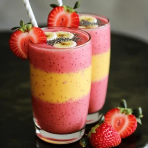 - Fresh strawberries (1 cup) - Ripe banana (1) - Spinach (optional, 1 cup) - Almond milk (1 cup) - Vanilla protein powder (1 scoop) - Chia seeds (1 tablespoon) - Sweetener (honey or maple syrup to taste) - Ice cubes (optional) The star of this smoothie is fresh strawberries. They bring a sweet and tangy flavor. The ripe banana adds creaminess and natural sweetness. If you want a nutrient boost, add spinach. It blends well and hides within the flavors. Almond milk is my go-to liquid. It’s light and nutty but feel free to use any milk you like. The vanilla protein powder gives it an extra protein punch. Chia seeds add texture, fiber, and healthy fats. Sweeten it up with honey or maple syrup based on your taste. For a chilled smoothie, ice cubes are a great option. - Calories per serving: Approximately 250 - Protein content: About 20 grams - Fiber content: Roughly 7 grams - Vitamins and minerals: High in vitamin C, potassium, and calcium This smoothie is a powerhouse of nutrition. Each serving has about 250 calories, making it a perfect snack or meal. It packs around 20 grams of protein, great for muscle repair. You'll also get around 7 grams of fiber, which helps with digestion. Plus, this mix is rich in vitamin C and potassium, which are essential for your health. - First, hull and slice 1 cup of fresh strawberries. - Peel and slice 1 ripe banana into rounds. - If using spinach, wash 1 cup of fresh leaves and dry them well. - Start by adding the strawberries, banana, and spinach into the blender. - Pour 1 cup of almond milk over the fruits. - Add 1 scoop of vanilla protein powder and 1 tablespoon of chia seeds. - If you like it cool, toss in some ice cubes. - Blend on high speed until smooth and creamy. - Stop the blender to scrape down the sides if needed. - Taste your smoothie. Add more honey or maple syrup if you want it sweeter. - Blend again briefly to mix in the sweetener. - Pour the smoothie into glasses and enjoy! - For a pretty look, add a slice of strawberry or banana on the rim. - Sprinkle a few chia seeds on top for extra texture. To make your smoothie creamier, try adding yogurt. Plain Greek yogurt works great. It adds protein and a rich texture. You can also use flavored yogurt for extra taste. For milk options, almond milk is a popular choice. You can also try oat milk or coconut milk. Each type adds a unique flavor. Experiment to find your favorite! You can boost your smoothie’s nutrition by adding flaxseed or nut butter. Flaxseed adds healthy fats and fiber. Nut butter gives protein and creaminess. Both options make your drink more filling. If you want a post-workout smoothie, add more protein. Consider using a double scoop of protein powder. You can also mix in Greek yogurt, which helps with muscle recovery. For a lovely presentation, garnish with a slice of fresh fruit. A strawberry or banana slice on the rim looks pretty. You can also sprinkle chia seeds on top for texture. If you serve this smoothie at gatherings, use clear glasses. This showcases the bright colors. You can even create a smoothie bar. Let guests choose their own toppings! {{image_4}} You can switch up the flavors in your smoothie. Other berries work great. Try adding blueberries or raspberries for a tasty twist. If you feel adventurous, mango or peach can bring a sweet and tropical vibe. Each choice adds its unique flavor and nutrients. Choosing the right protein powder can change your smoothie. Plant-based protein is good for vegans. Whey protein is a popular choice for many. Both types help add protein but have different tastes. You can also find flavored powders, like chocolate or strawberry. These can enhance your smoothie’s taste even more. If you want a dairy-free smoothie, almond milk is a great start. You can use soy milk or oat milk as substitutes too. For sweeteners, honey is not vegan. Instead, use maple syrup or agave nectar. These keep your smoothie sweet and suitable for all diets. To keep your smoothie fresh, store it in the fridge. Use an airtight container to prevent air from getting in. This helps maintain its taste and texture. Smoothies are best enjoyed fresh, but they can last for up to 24 hours in the fridge. If you want to enjoy your smoothie later, freezing is a great option. Pour your smoothie into ice cube trays or freezer bags. This way, you can blend a quick smoothie later. How long will your smoothie last? In the fridge, it should stay good for about one day. After that, the flavors may change, and it might not taste as fresh. Signs of spoilage include an off smell, strange color, or separation. If you see these signs, it’s best to toss it. Making smoothies in advance can save you time. You can batch prepare your smoothies for the week. Blend several servings and store them in jars or bottles. Jars are great for keeping smoothies fresh, while bottles are easy to grab. Just remember to shake well before drinking, as separation may occur over time. Yes, you can make this smoothie ahead of time. To store it, pour the smoothie into an airtight container. Use a glass jar or a bottle with a tight lid. Keep it in the fridge for up to 24 hours. Just give it a good shake before you drink it. If you want, you can also prep the ingredients in advance. Slice the strawberries and banana and store them in a zip-top bag. This way, you'll save time in the morning. If you need a milk substitute, try these options: - Soy milk - Oat milk - Coconut milk - Dairy milk Each choice has a unique taste. Pick one that fits your diet. If you are lactose intolerant, choose a non-dairy milk. If you prefer a nut-free option, go for oat or soy milk. Yes, this smoothie can help with weight loss. It is low in calories but high in protein. Protein keeps you full longer. The ingredients are nutrient-rich and provide vitamins. The smoothie has about 200 calories per serving, depending on the sweetener you use. It also contains fiber from the fruit and chia seeds. This helps support digestion and keeps you satisfied. To make this smoothie vegan, ensure all ingredients are plant-based. Use plant-based protein powder. You can also replace honey with maple syrup. Both options add sweetness. Make sure your milk choice is dairy-free, like almond, soy, or oat milk. This way, you enjoy a tasty and nutritious vegan smoothie. The strawberry banana protein smoothie is easy to make and fun to enjoy. We covered the key ingredients, nutrition facts, and preparation steps. I shared tips for creaminess and added nutrition, along with variations for different tastes. This smoothie works well for meal prep or quick snacks. Remember, you can customize your drink to fit your needs. Try it today, and enjoy a tasty boost to your health!