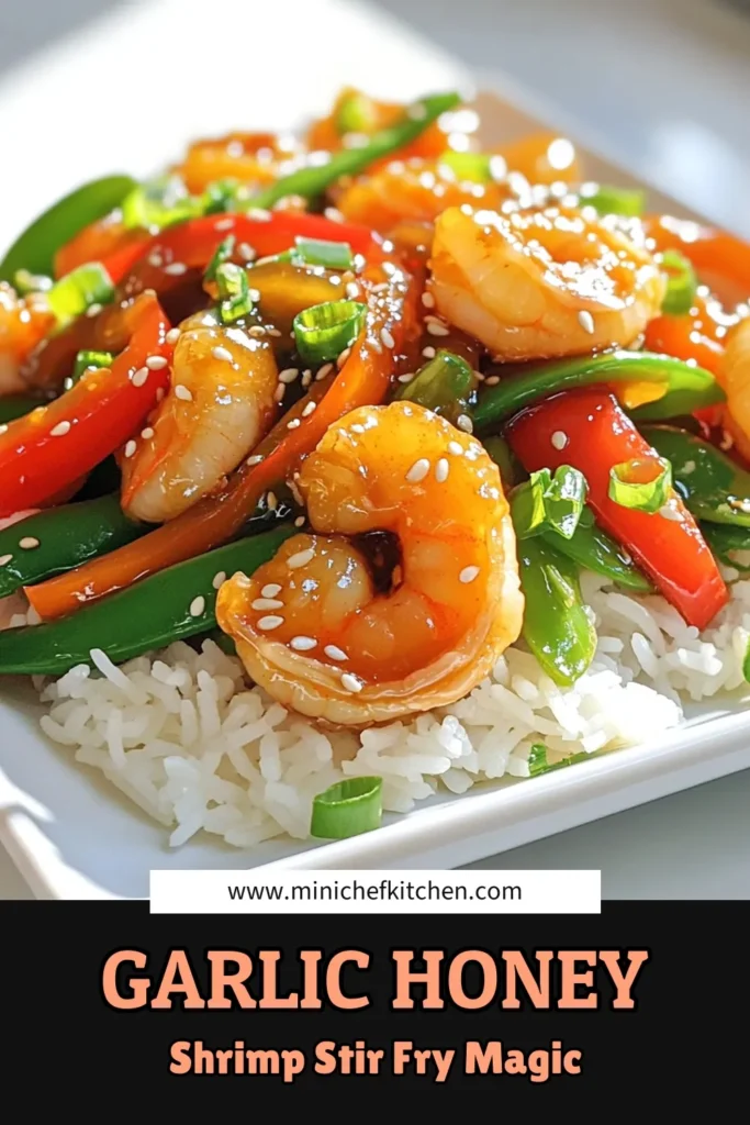 Dive into a delicious adventure with this Savory Garlic Honey Shrimp Stir Fry! Quick to prepare in just 20 minutes, this flavorful dish features shrimp tossed with vibrant veggies in a mouthwatering honey-soy sauce, all served over jasmine rice. Perfect for a weeknight dinner, it's a meal the whole family will love. Click through for the full recipe and indulge in this scrumptious dish tonight! #shrimp #stirfry #seafoodrecipes #dinnerideas