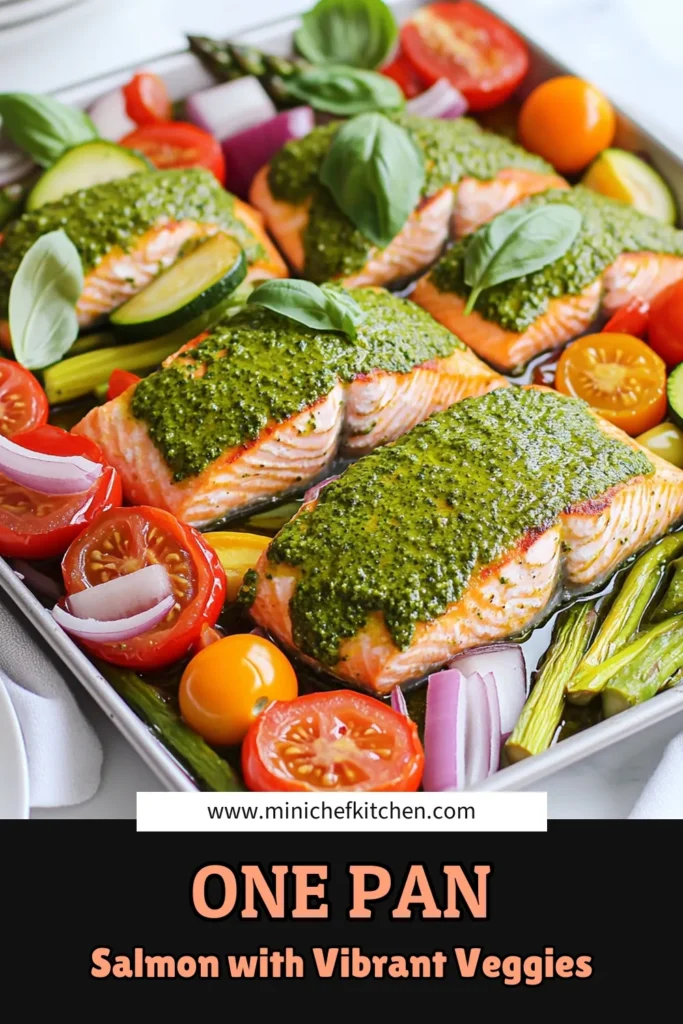 Savor the flavors of the Mediterranean with this easy Sheet Pan Pesto Salmon & Colorful Veggies recipe! In just 25 minutes, you can enjoy perfectly cooked salmon paired with vibrant veggies, all infused with zesty basil pesto. Ideal for busy weeknights or entertaining, this dish is a delicious and healthy choice. Click through for full instructions and tips to elevate your presentation! #SheetPanDinner #HealthyRecipes #SalmonRecipes #EasyCooking