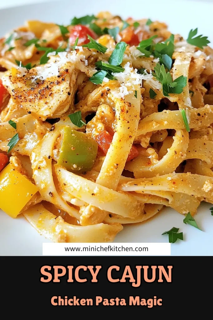 Dive into the delicious world of Spicy Cajun Chicken Pasta Delight! This easy recipe combines juicy chicken thighs, vibrant bell peppers, and creamy sauce for a comforting meal full of flavor. Perfect for family dinners or gatherings, it's a delightful dish everyone will love. Ready to spice up your dinner table? Click through now to explore the full recipe and elevate your cooking game! #CajunCuisine #PastaRecipes #DinnerInspiration #ComfortFood