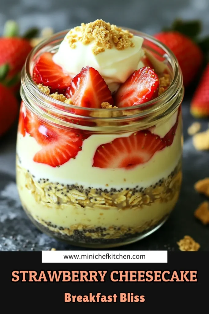 Indulge in a delightful twist on breakfast with these High-Protein Strawberry Cheesecake Overnight Oats! Perfectly creamy and packed with nutrition, this easy recipe combines oats, Greek yogurt, and fresh strawberries for a delicious start to your day. Layered with a rich cream cheese mixture, it's like having dessert for breakfast! Click through to discover how to whip up this tasty treat that’s both satisfying and healthy!