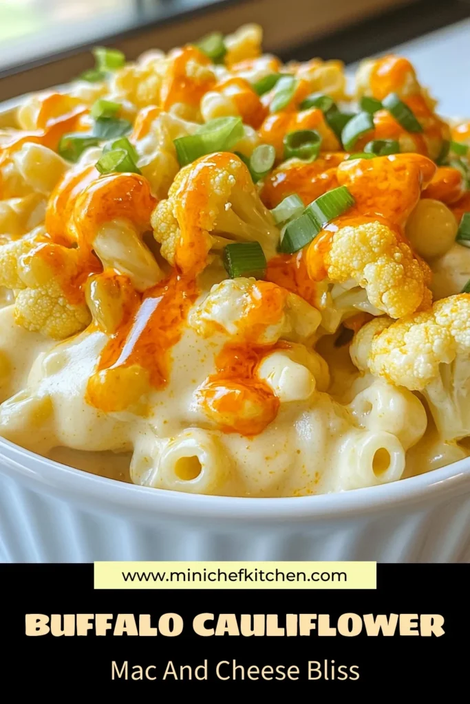 Craving a delicious and healthy twist on a classic dish? Try this Buffalo Cauliflower Mac and Cheese! This vegan mac and cheese recipe features creamy, cheesy goodness with roasted cauliflower for a satisfying meal. Perfect for those looking for gluten-free buffalo pasta or a guilt-free treat. Enjoy the cheesy buffalo cauliflower flavor that you won't be able to resist! Save this recipe for later! #BuffaloCauliflowerMacAndCheese #VeganMacAndCheese #GlutenFree #RoastedCauliflowerPasta