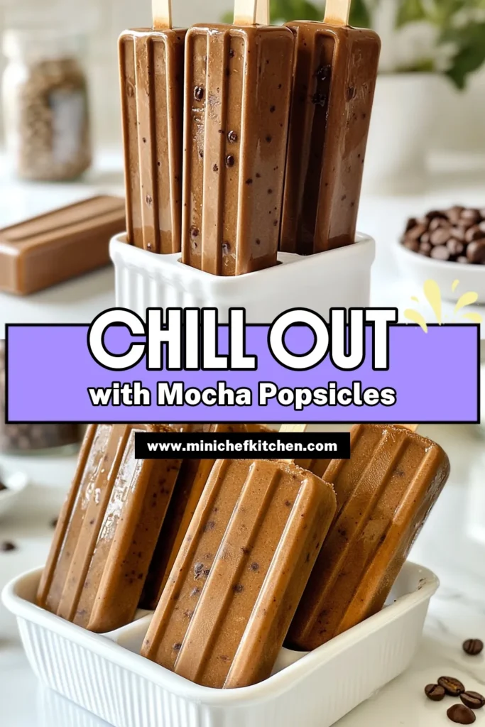 Beat the heat this summer with delicious Mocha iced coffee popsicles! These chocolate coffee popsicles are the perfect frozen coffee recipe for any coffee lover. Easy to make at home, this summer dessert recipe will satisfy your cravings while keeping you cool. Enjoy a refreshing blend of brewed coffee, cocoa, and milk in every bite. Save this homemade popsicle recipe for your summer gatherings! #MochaIcedCoffeePopsicles #FrozenTreats #SummerDesserts #HomemadePopsicles