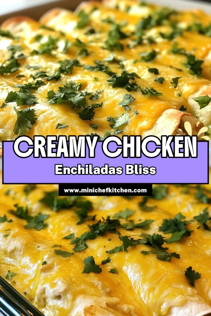 Discover the ultimate comfort food with these creamy white chicken enchiladas! This easy chicken enchiladas recipe features shredded chicken, cream cheese, and a generous layer of Monterey Jack cheese, all smothered in a delicious green enchilada sauce recipe. Perfect for a cozy dinner, these cheesy delights are sure to impress. Try this comforting dish tonight! Save for later and enjoy! #CreamyWhiteChickenEnchiladas #EasyChickenEnchiladas #MontereyJackCheese #ComfortFoodRecipes