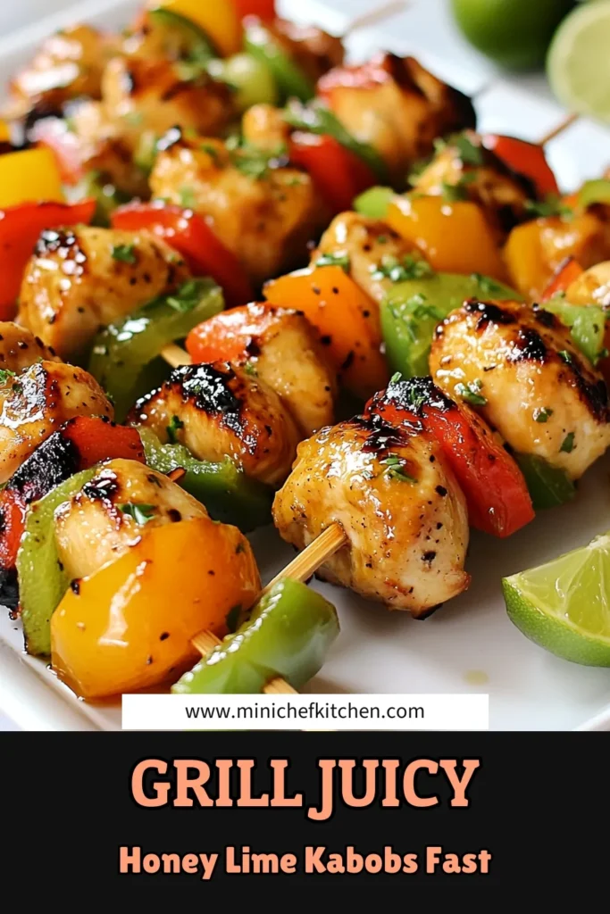 Savor the summer with these delicious Honey Lime Chicken Kabobs! Perfect for your next BBQ, these easy chicken skewers are marinated in a zesty honey lime marinade, creating a blend of flavors that will impress your guests. In just 45 minutes, enjoy tender and juicy grilled chicken kabobs with colorful veggies. Try this honey lime marinade recipe and elevate your summer BBQ recipes! Save now and make your grilling season unforgettable! #ChickenKabobs #GrilledChicken #BBQRecipes #EasyRecipes