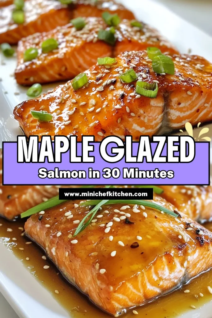 Discover the mouthwatering Maple Glazed Salmon recipe that’s perfect for any occasion! This easy salmon recipe combines a delicious marinade of maple syrup, soy sauce, and spices for a unique twist on healthy salmon dishes. Bake your salmon with maple syrup for a quick dinner that’s packed with flavor. Don't miss out on these salmon marinade ideas; your taste buds will thank you! Try it now! #SalmonRecipe #HealthyEating #EasyDinner #MapleGlaze