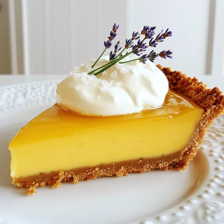 - 1 pre-made 9-inch graham cracker crust - 1 cup honey - 3 large eggs - 1/4 cup unsalted butter, melted - 1/2 teaspoon sea salt - 2 tablespoons cornstarch - 1 teaspoon vanilla extract - 1/4 cup heavy cream - Fresh lavender or edible flowers (optional) These ingredients create the magic of salted honey pie. The graham cracker crust gives it a sweet and crunchy base. The honey adds a rich flavor, while eggs help set the filling. Butter makes it smooth and creamy. Sea salt enhances all the flavors beautifully. Cornstarch thickens the filling, and vanilla adds warmth. Heavy cream is for whipped topping, making each slice extra special. Adding lavender or edible flowers is a fun way to dress it up! - Alternatives for graham cracker crust: You can use a shortbread crust or a cookie crust. They bring a similar crunch and flavor. - Different sweeteners for honey: Maple syrup or agave nectar can work well if you want a different taste. - Dairy-free options for cream: Coconut cream or almond milk whipped cream are great choices. - Mixing bowl - Whisk - Electric mixer - 9-inch pie pan You will need a mixing bowl to combine your ingredients. A whisk helps mix everything smoothly. An electric mixer makes whipping cream easy and quick. Finally, a 9-inch pie pan is perfect for holding your pie. Having these tools ready will make baking a breeze! {{ingredient_image_2}} - Preheat the oven: Set your oven to 350°F (175°C). This helps the pie bake evenly. - Prepare the filling: In a medium bowl, mix together the honey, eggs, melted butter, sea salt, cornstarch, and vanilla extract. Use a whisk to combine until smooth. - Pour filling into the crust: Carefully pour your smooth honey filling into the pre-made graham cracker crust. Make sure it spreads evenly. - Bake the pie: Place the pie in your preheated oven. Bake for 25-30 minutes. Watch for the filling to be set, with a gentle jiggle in the center. The edges should puff up a bit. - Cool the pie: When the pie is done, carefully take it out of the oven. Let it cool at room temperature for about 15 minutes. - Chill the pie: After cooling, move the pie to the fridge. Chill it for at least 2 hours. This step helps the flavors blend and the filling set properly. - Whip the cream: In a separate bowl, pour in the heavy cream. Use an electric mixer on medium speed to whip until soft peaks form. For added sweetness, drizzle in a bit of honey as you whip. To ensure a smooth filling, start by whisking all the ingredients well. Mix honey, eggs, melted butter, sea salt, cornstarch, and vanilla until they are fully blended. This step helps prevent lumps in your pie. Always use room temperature eggs for better mixing. To avoid cracks in the pie, do not overbake it. Keep an eye on the edges. They should puff slightly while the center remains a bit jiggly. Once baked, let the pie cool slowly at room temperature before chilling it in the fridge. This helps keep the filling set and smooth. Pair your salted honey pie with fresh fruit or vanilla ice cream. A hot cup of tea or coffee complements the sweet pie well. For an elegant touch, garnish with a sprinkle of sea salt on top of the whipped cream. For added beauty, consider fresh lavender or edible flowers. These not only look great but also add a nice flavor twist. A simple mint leaf can also freshen up the presentation. To keep your pie fresh, cover it with plastic wrap or aluminum foil. Store it in the fridge. It will stay tasty for up to three days. When you're ready to enjoy it again, you can serve it cold or reheat it. To reheat, place slices in the oven at a low temperature. This warms the pie without cooking it further. Enjoy your delicious salted honey pie anytime! Pro Tips Choose Quality Honey: The flavor of your pie heavily relies on the honey you choose. Opt for a high-quality, pure honey for the best results. Don’t Overbake: Keep an eye on the pie while it bakes. The filling should be set with a slight jiggle in the center, as overbaking can lead to a dry texture. Chill for Flavor: Allowing the pie to chill fully in the refrigerator enhances the flavor and texture, making each slice a delightful experience. Elevate Presentation: Garnish with fresh lavender or edible flowers for a beautiful presentation and added aromatic notes to impress your guests. {{image_4}} For a fun twist, try adding apples to your salted honey pie. Here’s what you need: - 1 pre-made 9-inch graham cracker crust - 1 cup honey - 3 large eggs - 1/4 cup unsalted butter, melted - 1/2 teaspoon sea salt - 2 tablespoons cornstarch - 1 teaspoon vanilla extract - 2 cups thinly sliced apples - 1 teaspoon cinnamon (optional) Instructions: 1. Prepare the Apples: Toss the sliced apples with cinnamon. Set them aside. 2. Make the Filling: In a bowl, mix honey, eggs, butter, sea salt, cornstarch, and vanilla. 3. Layer the Apples: Pour a little filling into the crust. Add the apples, then cover with more filling. 4. Bake and Cool: Follow the same baking and cooling steps as the original pie. You can change the pie to fit the seasons. Here are some ideas: - Fall: Add spices like nutmeg or cloves. Use pears instead of honey for a warm flavor. - Summer: Use fresh fruits like peaches or berries. They add a bright taste and color to the pie. You can enjoy this pie in many ways. Here’s how to make it fit your needs: - Gluten-Free Crust Options: Use a gluten-free graham cracker crust. You can also make a crust with almond flour or oats. - Vegan Version: Replace eggs with flax eggs made from ground flaxseed and water. Use a plant-based butter and coconut cream for the topping. These variations let you enjoy salted honey pie all year round! - Each slice has about 210 calories. - Total fat is around 8 grams. - Carbohydrates come in at about 32 grams. - You will find around 3 grams of protein per slice. - Honey is a natural sweetener. It has antioxidants and can help soothe a sore throat. - Eggs provide protein and healthy fats. They are also rich in vitamins and minerals. - Butter adds flavor and helps create a rich texture in the pie. It contains healthy fats that support energy. - Keep slice sizes small. One slice is enough to satisfy your sweet tooth. - Pair the pie with fresh fruit or a salad. This balances the dessert with nutrients. To keep your Salted Honey Pie fresh, store it in the fridge. Cover it well, using plastic wrap or a pie cover. It will stay good for up to four days. Make sure to check for any signs of spoilage, like an off smell or a change in texture. Yes, you can use a different crust if you like. For a nutty flavor, try an almond or pecan crust. A cookie crust made from Oreos works well too. Just be sure your crust is firm enough to hold the filling. The pie lasts about four days in the fridge. After this, it may start to spoil. Look for signs like a change in smell or texture. If it smells bad or looks off, it’s best to throw it away. You can make this pie a day ahead. After baking, let it cool and chill in the fridge. If you want to freeze it, wrap it tightly. It can stay frozen for up to three months. Just thaw it in the fridge overnight before serving. This blog post covered everything about making a delicious Salted Honey Pie. We discussed essential ingredients, tools needed, and step-by-step instructions. I shared tips for a smooth filling and serving ideas. You can try different variations and dietary options. You now have the knowledge to create this unique pie at home. Enjoy baking it and impressing your friends and family with your skills!