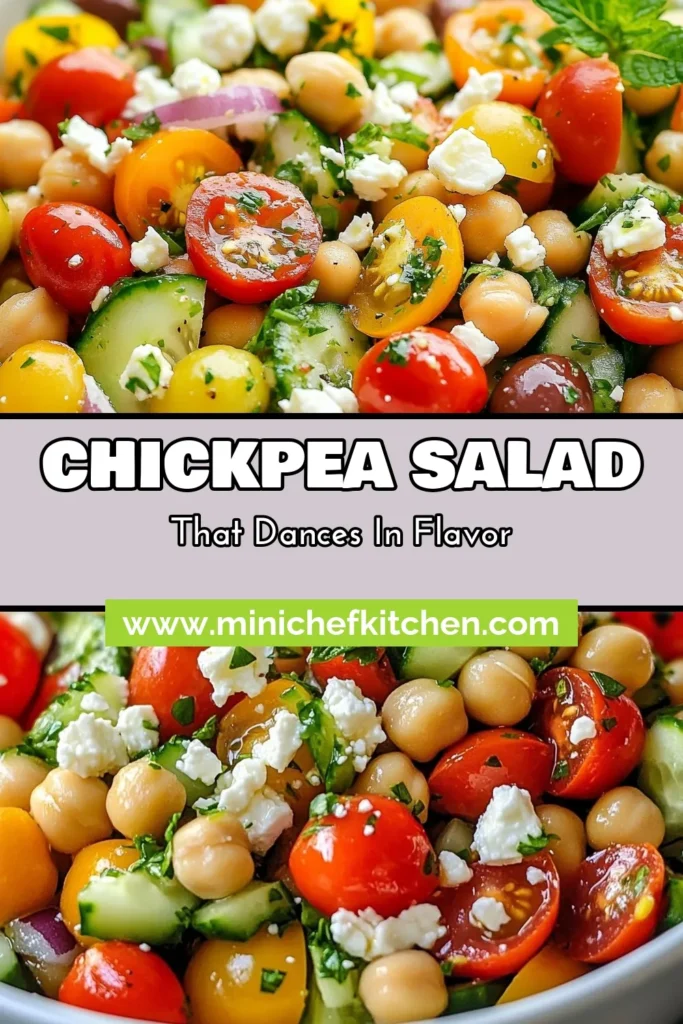 Discover the perfect Mediterranean chickpea salad that's not only delicious but also packed with nutrition! This recipe features fresh ingredients like chickpeas, cherry tomatoes, cucumber, and feta, making it one of the best healthy chickpea recipes out there. Ideal for quick Mediterranean dishes, this refreshing summer salad is vegan-friendly and ready in just 30 minutes. Try it today and elevate your meal prep! #MediterraneanChickpeaSalad #HealthyChickpeaRecipes #VeganMediterraneanRecipes #RefreshingSummerSalads