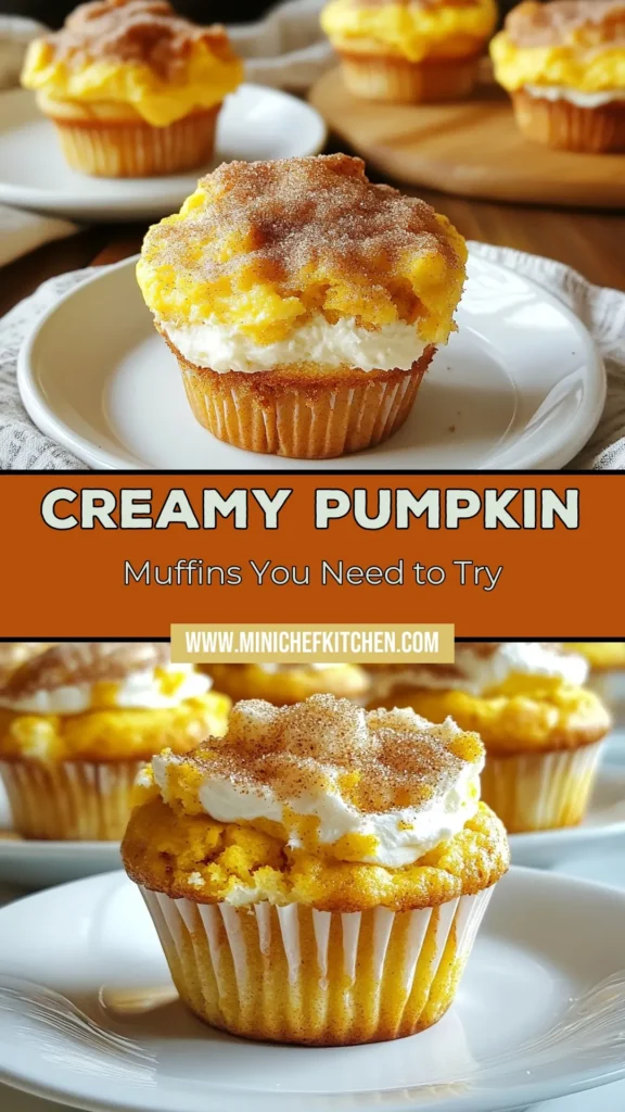 Indulge in the delightful taste of Pumpkin Cream Cheese Muffins, the perfect addition to your fall baking recipes. These easy pumpkin muffins feature a luscious cream cheese filling that brings autumn dessert ideas to life. With a simple recipe that yields 12 delicious muffins, you'll love the cozy flavors of pumpkin and spices. Bake a batch today and enjoy the warmth of fall! Save this recipe for later! #PumpkinRecipes #FallBaking #MuffinRecipe #AutumnTreats