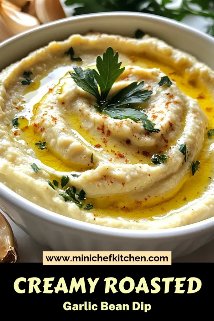 Looking for a mouthwatering appetizer? Try this roasted garlic dip recipe that combines cannellini beans and tahini for a creamy, easy garlic dip. This healthy appetizer dip is perfect for parties or casual snacking. With every bite, you'll enjoy the rich flavor of roasted garlic and a touch of lemon. Perfect with fresh veggies or pita chips! Save this white bean dip with tahini for your next gathering! #RoastedGarlicDip #HealthyAppetizer #CannelliniBeanDip #EasyGarlicDip