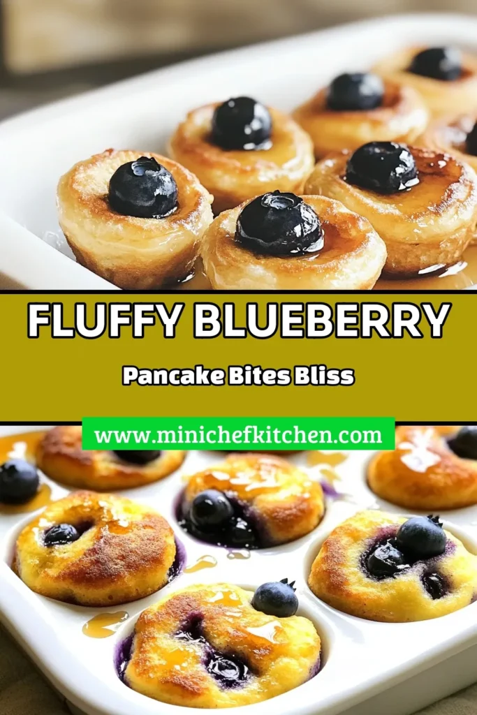 Indulge in these easy blueberry pancake bites, a delightful twist on the classic mini pancake recipe! These baked blueberry pancakes are fluffy, sweet, and perfect for breakfast or as a snack. Follow this simple pancake muffins recipe to make 12 irresistible bites that are ready in just 25 minutes. Drizzle with maple syrup for added yum! Save this recipe for your next brunch and taste the joy! #BlueberryPancakeBites #EasyPancakeBites #BakedBlueberryPancakes #PancakeMuffinsRecipe