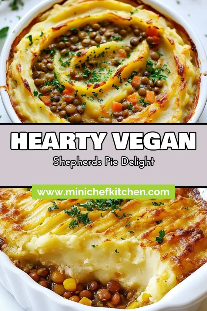Looking for a hearty and delicious Vegan Shepherd’s Pie? This Lentil Shepherd's Pie recipe is the perfect plant-based comfort food for your next dinner. Packed with lentils, fresh veggies, and topped with creamy mashed potatoes, it's a satisfying, dairy-free meal everyone will love. Try this Vegan Dinner Recipe tonight and enjoy a delightful twist on a classic dish! Save and share this recipe for easy access! #VeganShepherdsPie #LentilShepherdsPieRecipe #PlantBased #DairyFree