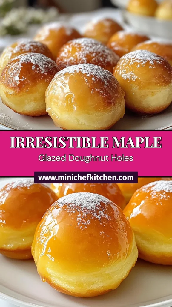 Indulge in sweet bliss with these maple glazed doughnut holes! This homemade doughnut holes recipe is perfect for a cozy breakfast or a delightful snack. Discover how to make doughnut holes that are fluffy, tender, and perfectly coated with an easy maple syrup glaze recipe. Follow our simple steps for easy fried doughnut holes that will impress everyone. Try this delicious treat today! #MapleDoughnutHoles #HomemadeDoughnuts #EasyFriedDoughnutHoles #BakingFun