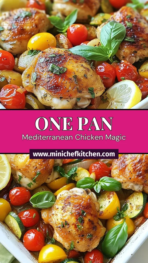 Discover the ultimate Mediterranean chicken recipe with this easy one-pan chicken dish! Packed with flavor, this healthy chicken thighs dinner is perfect for busy weeknights. Roasted chicken and vegetables come together effortlessly in one skillet, making cleanup a breeze. Treat yourself to delicious, nourishing meals that elevate your dining experience. Save this recipe for your next family dinner! #MediterraneanChicken #OnePanDinner #HealthyRecipes #EasyMediterraneanRecipes
