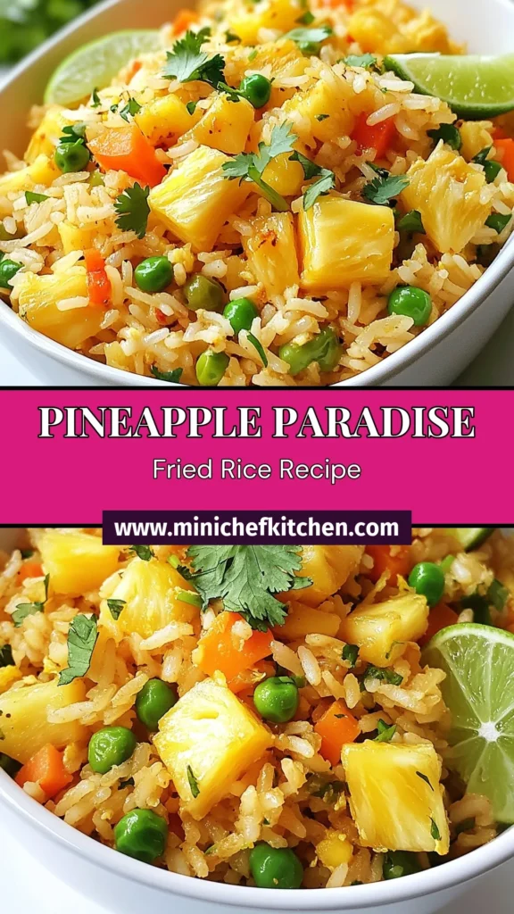 Discover the vibrant flavors of Tropical Thai Fried Rice with this easy Pineapple Fried Rice Recipe. Made with fluffy jasmine rice and fresh pineapple, this Vegetarian Pineapple Fried Rice is a delightful Jasmine Rice Stir Fry that’s perfect for any meal. Enjoy this quick and delicious Easy Thai Fried Rice as a main dish or side. Don’t forget to save this recipe for your next tropical feast! #ThaiPineappleFriedRice #EasyThaiFriedRice #VegetarianRecipes #JasmineRiceStirFry