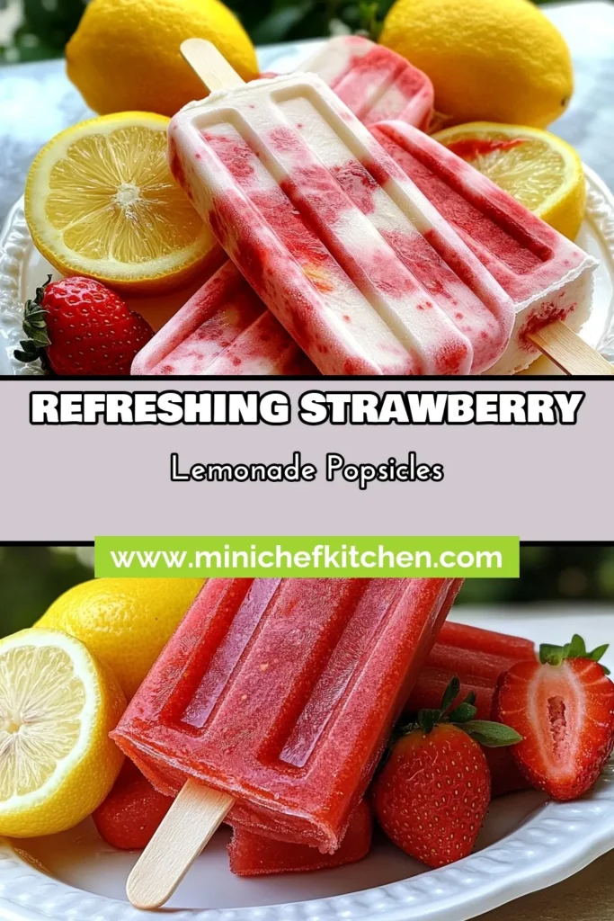 Cool off this summer with homemade strawberry lemonade popsicles! This healthy popsicle recipe combines fresh strawberries and zesty lemon for a refreshing frozen treat that's perfect for hot days. Easy to make, these popsicles are an ideal summer dessert idea. Impress your friends and family by making a batch today! Try this recipe and savor the summer vibes. Don't forget to save for later! #StrawberryLemonadePopsicles #HealthyPopsicleRecipes #SummerDessertIdeas #RefreshingFrozenTreats