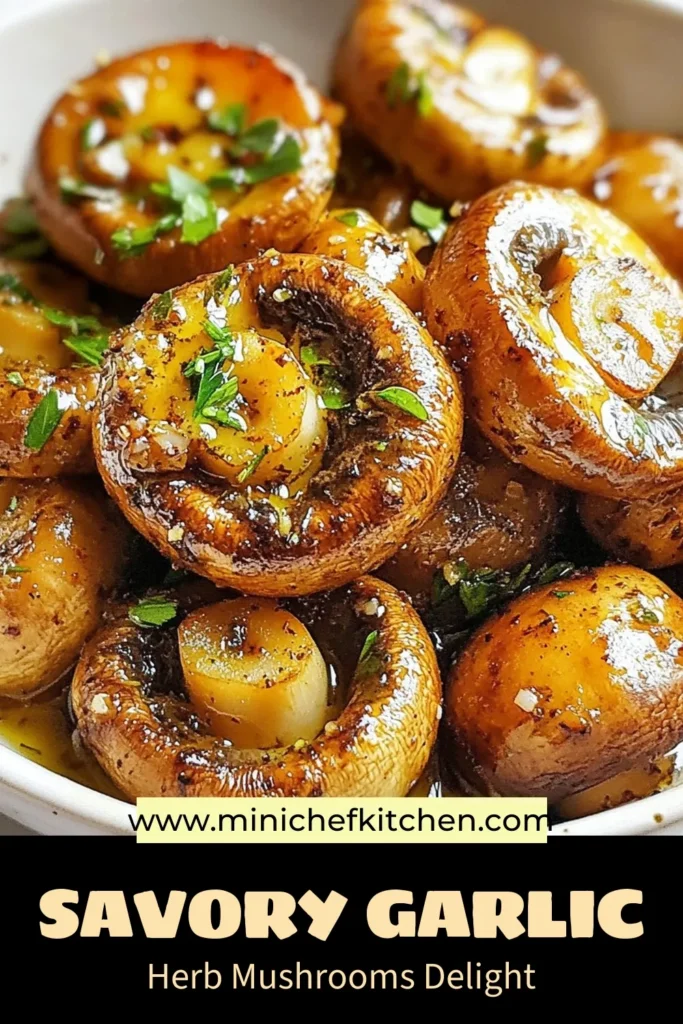 Looking for a delicious and simple side dish? Try this Garlic Herb Roasted Mushrooms recipe! Perfect as an easy mushroom side dish or a savory garlic mushroom appetizer, these roasted button mushrooms are infused with fresh herbs for a mouthwatering flavor. Ideal for any meal, they also shine among herb-infused roasted vegetables. Don't miss out on this flavorful treat—pin it for later! #MushroomRecipes #EasySideDish #AppetizerIdeas #RoastedVegetables