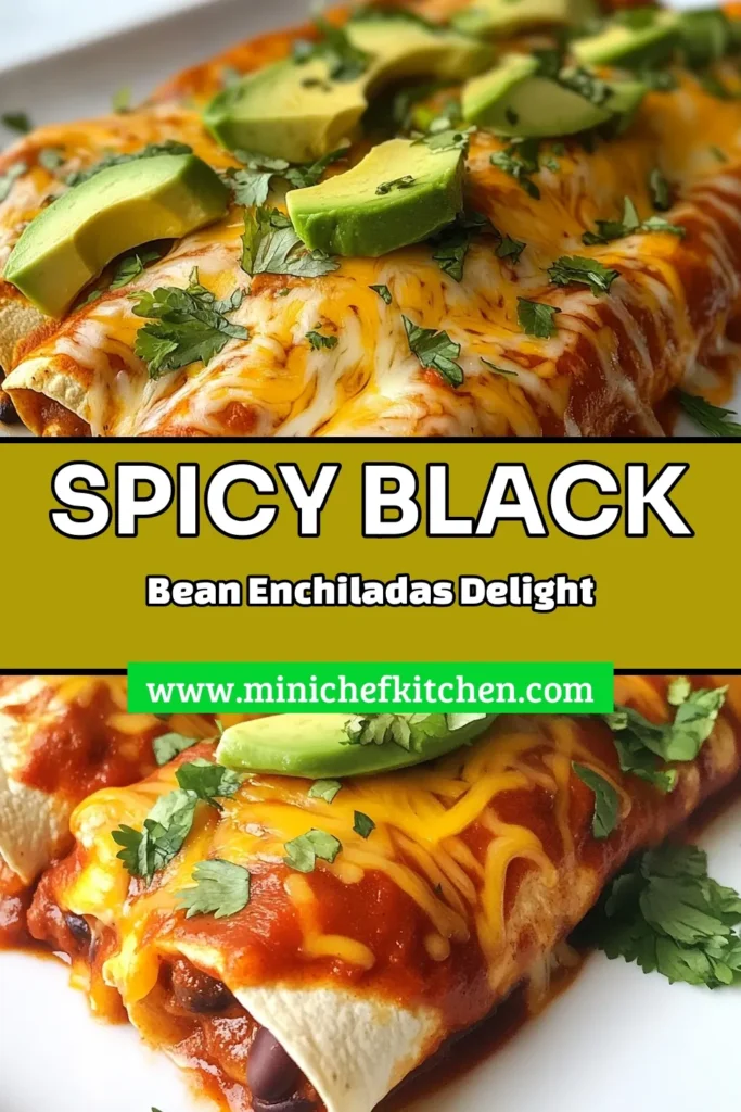 Discover the ultimate spicy black bean recipe with these easy black bean enchiladas! Perfect for a quick weeknight dinner, this vegetarian enchiladas recipe features delicious corn, vibrant bell peppers, and a zesty homemade or store-bought enchilada sauce. Elevate your dinner routine with these flavorful enchiladas that are sure to impress. Try it tonight and let your taste buds dance! #BlackBeanEnchiladas #SpicyEnchiladas #VegetarianDinner #EasyEnchiladaDinner