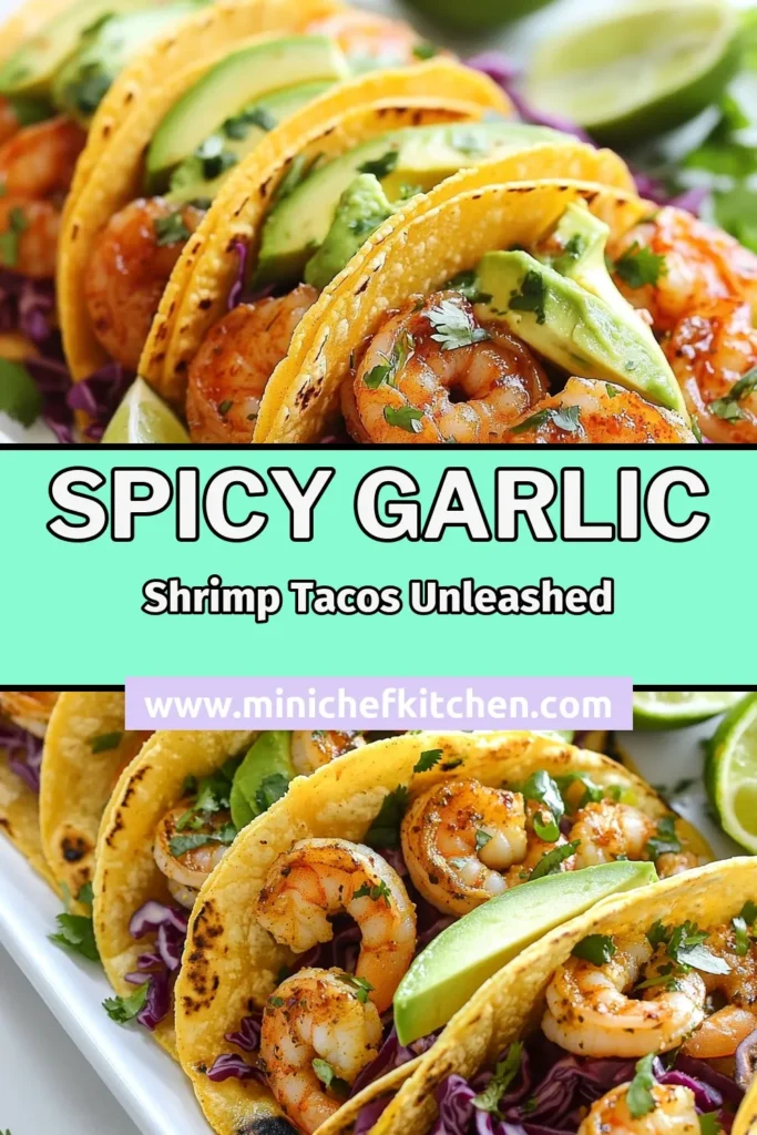 Craving a delicious twist on dinner? Try these fiery garlic shrimp tacos! This easy shrimp taco recipe combines spicy shrimp with creamy avocado for a perfect bite. In just 30 minutes, you can serve up mouthwatering spicy shrimp tacos that your family will love. Don’t miss out—save this avocado shrimp taco recipe for your next taco night! #ShrimpTacos #SpicyShrimp #TacoRecipe #EasyDinner