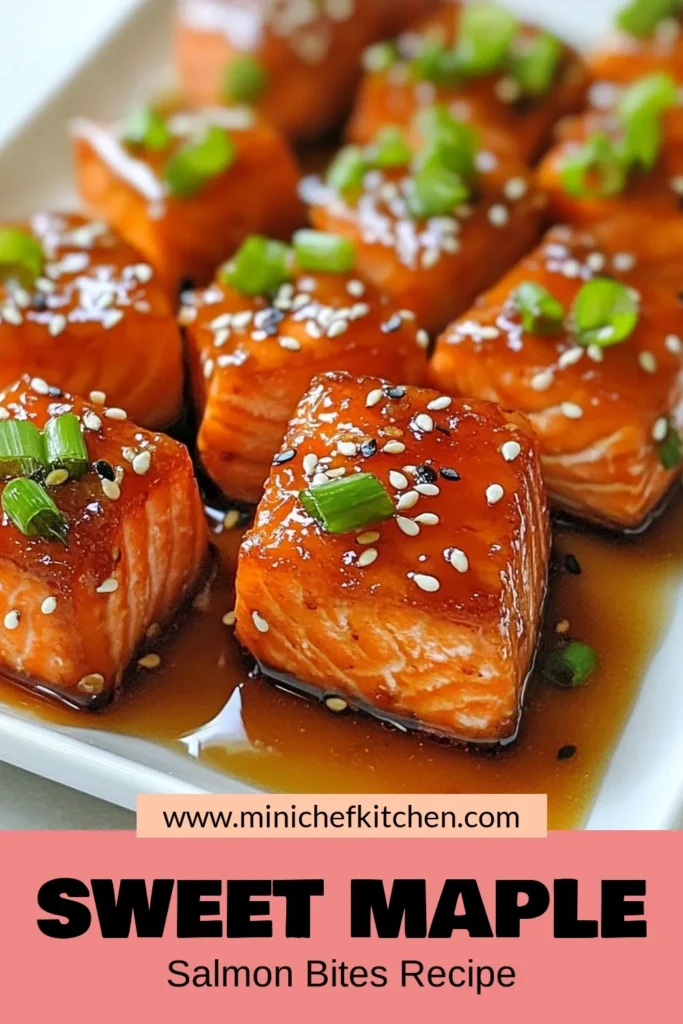 Try our Maple Glazed Salmon Bites, the perfect baked salmon recipe that’s sure to impress! These easy salmon bites are marinated in a delicious blend of maple syrup, soy sauce, and ginger for a healthy and flavorful salmon appetizer. Perfect for parties or a quick weeknight meal. Get the recipe now and delight your taste buds! Save this for later! #MapleGlazedSalmon #SalmonAppetizer #HealthySalmon #EasyBakedRecipe