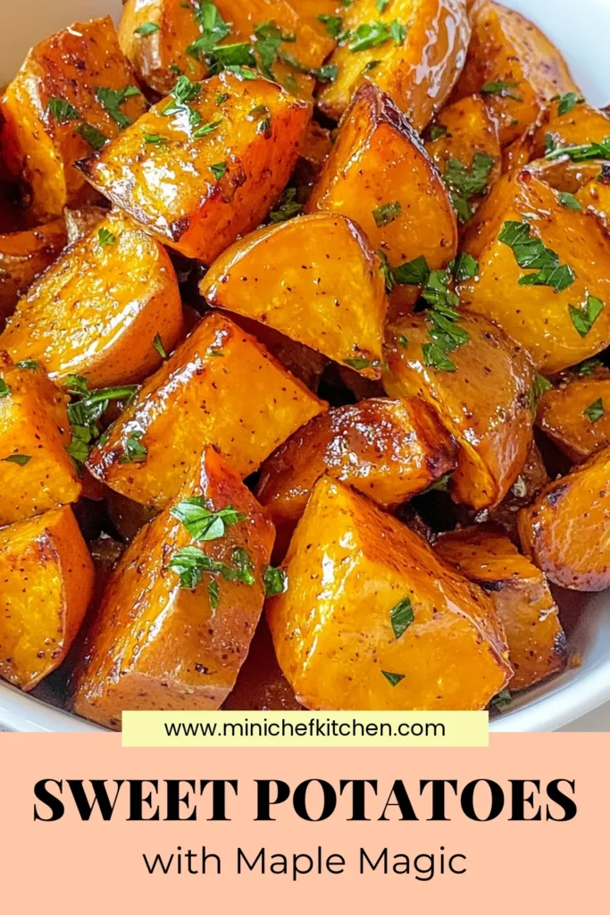 Discover the perfect side dish with these Maple Dijon Sweet Potatoes! This Roasted Sweet Potatoes Recipe combines the sweetness of maple syrup with tangy Dijon mustard for a delicious and healthy sweet potato side dish. Ideal for any occasion, these Maple Syrup Roasted Vegetables are easy to make and sure to impress. Try this easy sweet potato recipe today and elevate your meals! Save for later! #SweetPotatoes #HealthyRecipes #RoastedVegetables #EasyRecipes