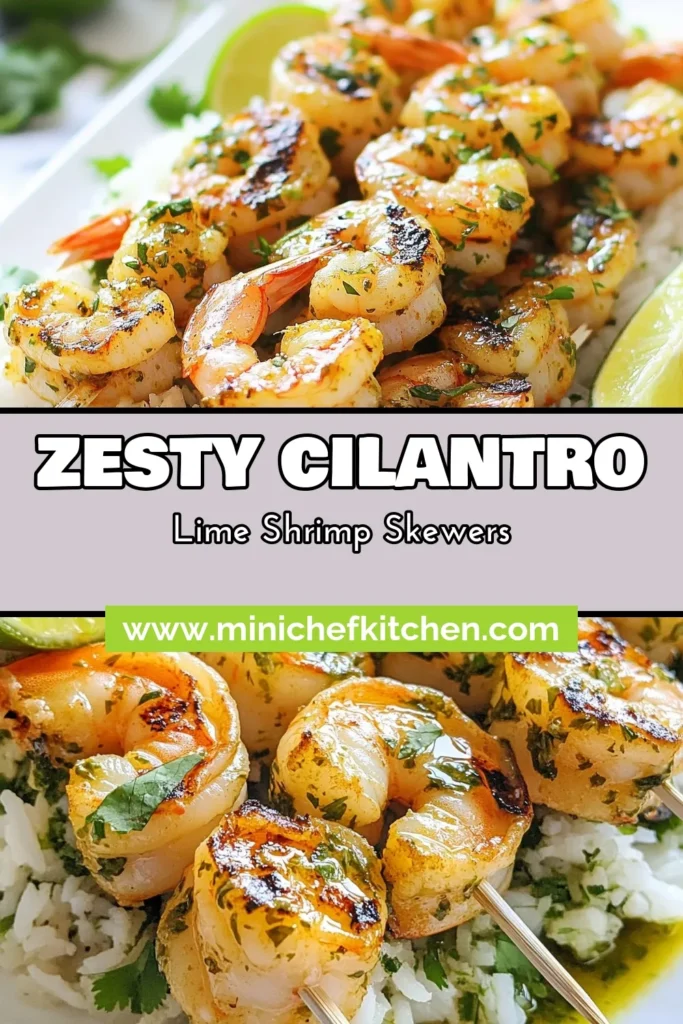 Savor the deliciousness of cilantro lime shrimp skewers, a quick and easy grilled shrimp recipe perfect for any occasion. With a zesty lime cilantro sauce and simple ingredients, this seafood skewers recipe will elevate your summer grilling. Marinated to perfection, these shrimp are bursting with flavor and ready in just 40 minutes. Try this easy shrimp marinade today and impress your guests! Save now for your next cookout! #ShrimpSkewers #GrilledShrimp #SeafoodRecipe #EasyDinnerIdeas