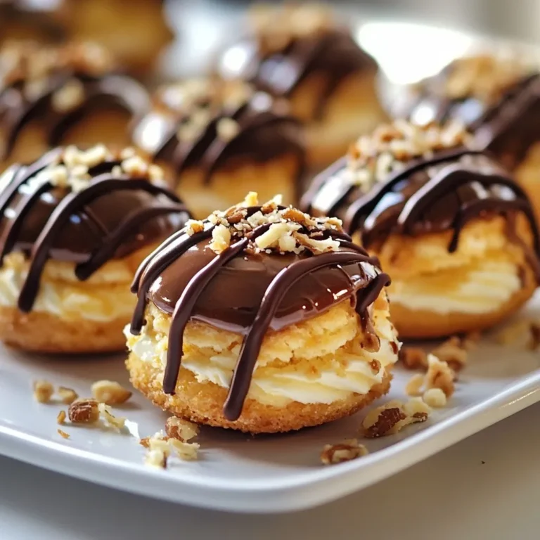 - 3 cups shredded unsweetened coconut - 1 cup semi-sweet chocolate chips - 1/2 cup sweetened condensed milk - 1/4 cup cocoa powder - 1 teaspoon vanilla extract - 1/4 teaspoon salt - Optional: 1/2 cup chopped nuts (e.g., almonds or walnuts) To make these chocolate coconut macaroons, you need simple ingredients. The base is shredded coconut, which gives a chewy texture. You also need semi-sweet chocolate chips for a rich flavor. Sweetened condensed milk binds everything together and adds sweetness. Cocoa powder adds a deep chocolate taste. A touch of vanilla extract enhances the overall flavor. Salt balances the sweetness nicely. If you want to add some crunch, consider nuts. Almonds or walnuts can bring a great texture. They add a nutty flavor that pairs well with coconut and chocolate. Gather these ingredients before you start. This way, you’ll have everything you need at your fingertips. {{ingredient_image_2}} First, I preheat my oven to 325°F (163°C). This helps the macaroons bake evenly. Next, I line a baking sheet with parchment paper. This step stops the macaroons from sticking and makes cleanup easy. In a large mixing bowl, I combine the shredded coconut, sweetened condensed milk, cocoa powder, vanilla extract, and salt. If I want a crunch, I add chopped nuts to the mix. I stir everything well until it looks even. You want all the coconut coated in that sweet mix. I take a microwave-safe bowl and add the chocolate chips. I heat them in the microwave in 30-second bursts. After each burst, I stir the chocolate until it’s smooth. Once melted, I pour half of the chocolate into the coconut mix. I stir gently to combine, making sure the chocolate is spread throughout. The rest of the chocolate is for drizzling later. To get that perfect macaroon texture, focus on the mix. Use unsweetened coconut for the best taste. The sweetened condensed milk binds the coconut well. Make sure to mix until all ingredients blend fully. This helps the macaroon hold its shape. When baking, watch for a golden top. This means they are done. If they are too light, they might be too soft inside. If you love a softer texture, reduce the baking time a bit. Keep your macaroons fresh in an airtight container. This keeps them moist and chewy. They can last up to a week at room temperature. If you want to keep them longer, freeze them. Place them in a freezer-safe bag with the air pressed out. They can last for up to three months in the freezer. When ready to enjoy, thaw them in the fridge overnight. For a great presentation, arrange your macaroons on a nice plate. You can use a decorative platter for extra flair. Sprinkle some flaked coconut or chopped nuts around them. This adds color and texture. Drizzling melted chocolate on top looks fancy and tastes great. Use a spoon or squeeze bottle for fun designs. This makes serving them feel special for any occasion. Pro Tips Storage: Store your macaroons in an airtight container at room temperature to keep them fresh for up to a week. Chocolate Melting: Be careful not to overheat the chocolate when melting; stirring frequently helps prevent burning. Texture Variation: For a chewier texture, consider using sweetened coconut flakes instead of unsweetened. Nuts for Crunch: Add toasted nuts for an extra layer of flavor and crunch in your macaroons. {{image_4}} You can easily switch up the flavor of chocolate coconut macaroons. To make an Almond Joy version, add almond extract and chopped almonds. For a bright twist, try adding orange zest. The zest gives a fresh taste that pairs well with coconut. You can even mix in a little peanut butter for a nutty flavor. The options are endless, so feel free to get creative! If you want to make vegan macaroons, use coconut cream instead of sweetened condensed milk. You can also choose dairy-free chocolate chips. For gluten-free macaroons, this recipe is already safe, as it contains no flour. These changes let everyone enjoy the treat without worry. You can replace nuts with seeds if you prefer. Sunflower seeds or pumpkin seeds can add a nice crunch. If you want more texture, try adding dried fruits like cranberries or raisins. They give a sweet taste and chewy bite. Adjust the recipe to your liking, and enjoy your unique creation! To keep your chocolate coconut macaroons fresh, store them in an airtight container. Place a piece of parchment paper between layers if you stack them. This step prevents sticking and keeps them intact. Store the container at room temperature for best results. If you live in a humid area, you can refrigerate them to keep them fresh longer. When stored properly, chocolate coconut macaroons last about one week at room temperature. For longer storage, freezing is a great option. Place the macaroons in a single layer on a baking sheet. Freeze them for about one hour until firm, then transfer them to a freezer-safe container. They can last for up to three months in the freezer. Just remember to label the container with the date. If you want to enjoy a warm macaroon, simply reheat them in the oven. Preheat your oven to 300°F (150°C). Place the macaroons on a baking sheet and warm them for about five to ten minutes. This method helps them regain their soft texture. Avoid using the microwave, as it can make them chewy and less enjoyable. Enjoy your tasty treats! Macaroons and macarons are often mixed up. Macaroons are coconut-based treats. They are chewy, sweet, and often have a rough texture. Macarons are meringue cookies. They are light, airy, and smooth. Macarons come in many flavors and colors. Each one has a filling, like ganache or jam. Both are delicious but very different in taste and look. Yes, you can use sweetened coconut. It will make your macaroons sweeter. This change can enhance the flavor if you love a sweeter treat. Just remember to adjust the sugar in your recipe if needed. Unsweetened coconut gives a more balanced taste. It also allows the chocolate flavor to shine through better. You can use semi-sweet chocolate chips or dark chocolate. Both melt well and taste great. If you prefer, you can also use milk chocolate for a sweeter flavor. Make sure the chocolate is good quality for the best results. Avoid chocolate bars with added ingredients, as they may not melt as smoothly. Look for a golden brown color on top. The edges should be firm, and they should not look wet. Baking takes about 15-20 minutes at 325°F. You can also gently touch the tops; they should feel set. If they are still soft, give them a few more minutes. Let them cool before serving for the best flavor. This blog post shows you how to make tasty chocolate coconut macaroons. We discussed key ingredients like coconut, chocolate, and sweetened milk. The step-by-step guide helps you mix and bake with ease. You learned tips for the best texture and ways to keep them fresh. We also explored fun variations and storage methods. In conclusion, these macaroons are simple to make and enjoy. Try them your way!