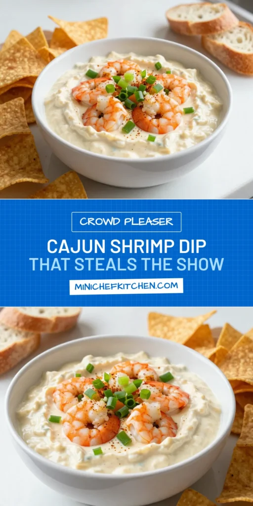 Dive into this delicious Cajun shrimp dip recipe that’s perfect for gatherings! This creamy shrimp dip combines succulent shrimp with cream cheese, cheddar, and a kick from Cajun seasoning. It's an easy Cajun dip that will impress your guests as a flavorful appetizer dip with shrimp. Serve it chilled with tortilla chips or baguette slices. Save this seafood dip with cream cheese for your next party! #CajunShrimpDip #SeafoodDip #AppetizerDip #EasyDips