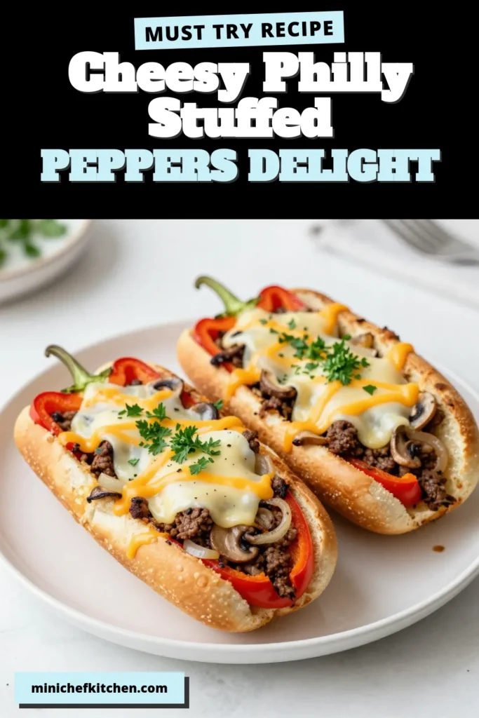 Savor the delicious taste of Philly cheesesteak stuffed peppers! These easy stuffed peppers combine ground beef, cheese, and vibrant bell peppers for a satisfying meal. Perfect for busy nights, these baked stuffed peppers take just 50 minutes to prepare. Discover this mouthwatering twist on stuffed bell pepper recipes that your family will love. Try this simple recipe and make dinner a hit! #StuffedPeppers #PhillyCheesesteak #GroundBeefRecipes #EasyDinnerIdeas