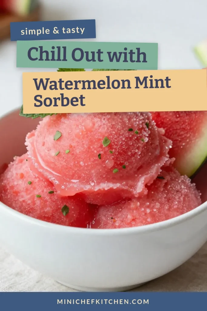 Beat the heat with this refreshing watermelon mint sorbet! This easy watermelon dessert combines sweet seedless watermelon, fresh mint, and zesty lime for a homemade treat that's perfect for summer. Enjoy a smooth, minty flavor in every scoop with our delicious watermelon mint sorbet recipe. Ideal for a party or a cool afternoon snack! Save this recipe and delight your taste buds! #WatermelonMintSorbet #RefreshingSorbet #EasyDessert #SummerTreat