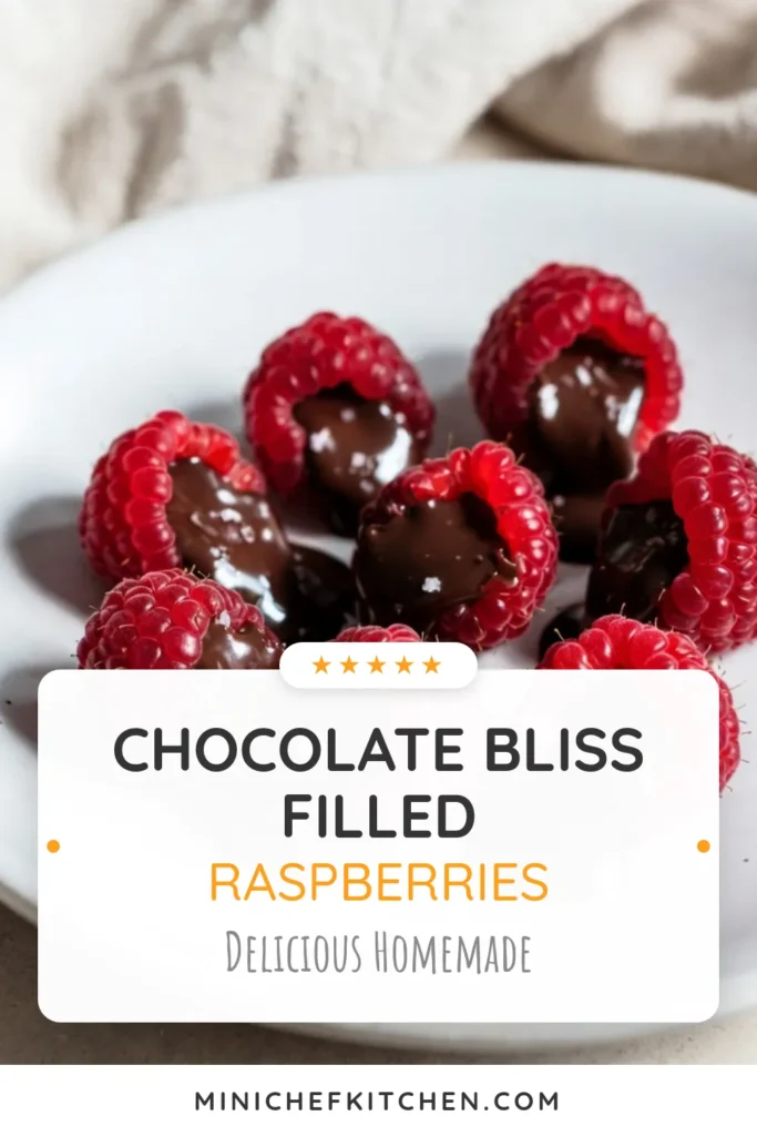 Indulge in these delightful chocolate stuffed raspberries, the perfect easy raspberry dessert for any occasion! These chocolate-filled fruit treats are not only delicious but also a fun no-bake chocolate treat that's healthy. With just a few ingredients, you can create these healthy chocolate recipes in no time. Get the recipe now and impress your friends! #ChocolateStuffedRaspberries #EasyRaspberryDessert #NoBakeTreats #HealthyChocolateRecipes