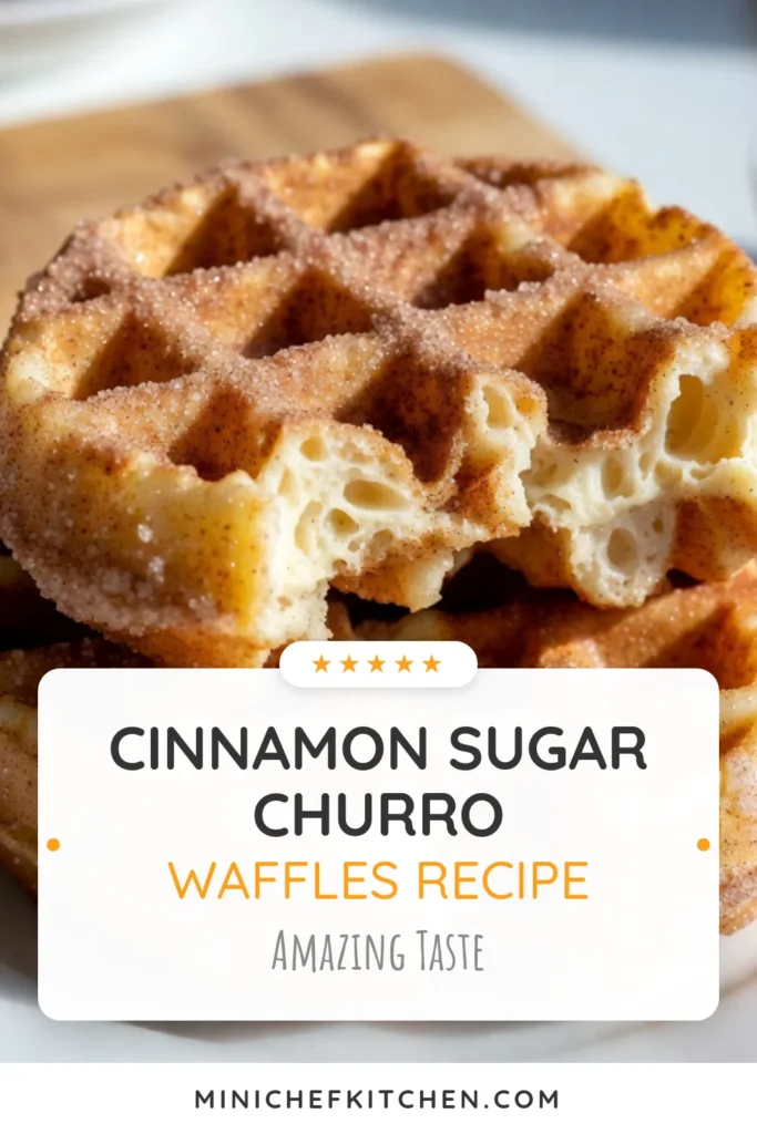 Indulge in the delightful flavors of homemade Cinnamon Sugar Churro Waffles, the perfect easy waffle dessert for your next brunch! This churro waffle recipe combines the beloved taste of cinnamon sugar breakfast treats with a crispy, golden texture. In just 20 minutes, you can serve these irresistible waffles to family and friends. Try this quick, fun recipe today and enjoy a delicious twist on a classic favorite! Save and share for your next brunch adventure! #ChurroWaffles #EasyDesserts #BreakfastDelight #WaffleRecipe