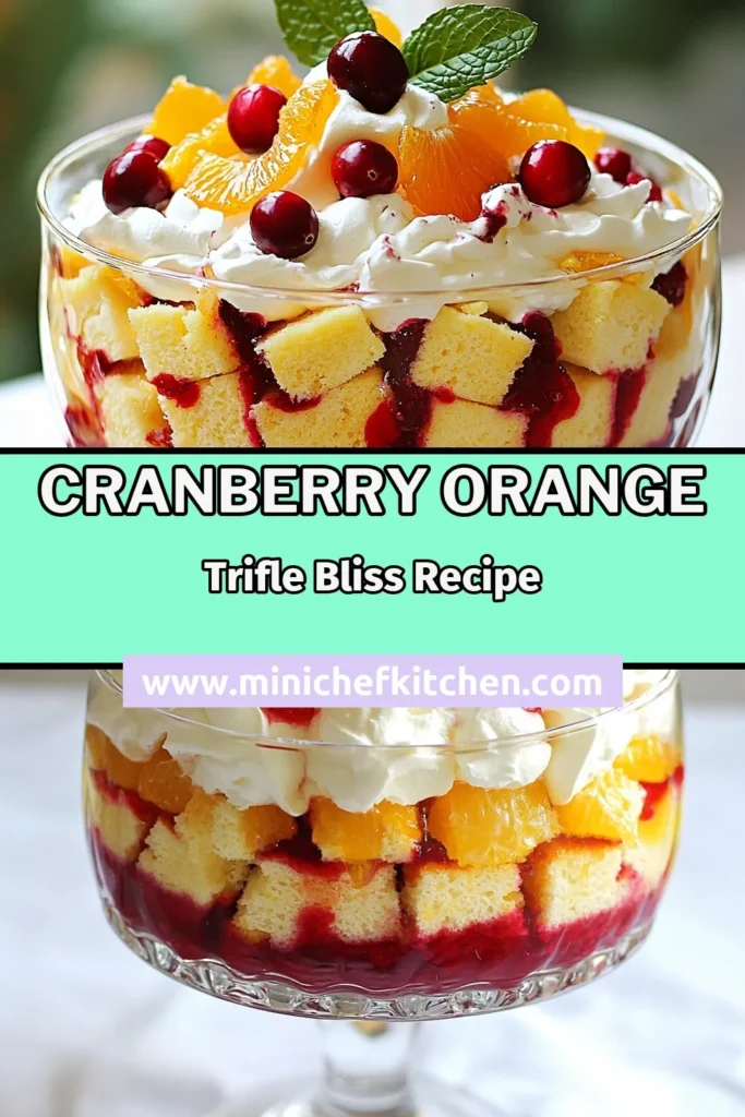 Delight your taste buds with this festive Cranberry Orange Trifle, a perfect addition to your holiday dessert recipes. This easy trifle recipe features layers of fluffy mascarpone cheese, zesty orange, and tart cranberries, creating a stunning layered dessert idea. Impress your guests and elevate your gatherings with this showstopper. Save this Cranberry Orange Trifle recipe for your next celebration! #HolidayDessertRecipes #CranberryOrangeTrifle #EasyTrifleRecipe #LayeredDessertIdeas