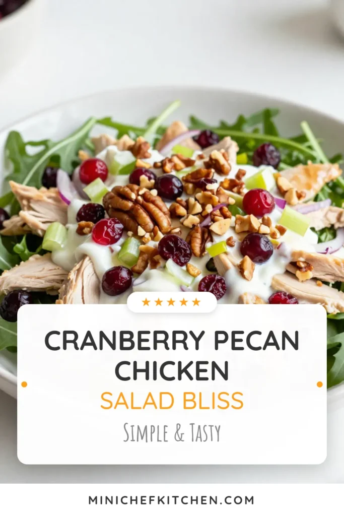 Savor the flavors of this delicious and healthy Cranberry Pecan Chicken Salad, a perfect Greek yogurt chicken salad recipe. Packed with shredded chicken, crunchy nuts, and a hint of sweetness, this easy chicken salad with nuts is great for meal prep or a light lunch. Whip up this shredded chicken salad with cranberries in just 15 minutes! Try it today and elevate your salad game! #ChickenSalad #HealthyRecipes #MealPrep #CranberryPecanSalad