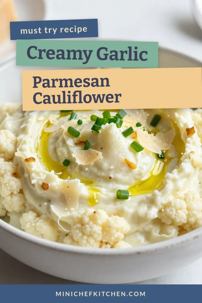 Discover the secret to a deliciously creamy side dish with this Garlic Parmesan Mashed Cauliflower recipe! Perfect as a low carb alternative, this healthy cauliflower mashed potatoes dish offers all the flavor without the guilt. Enjoy this gluten-free cauliflower side dish that's easy to make and delightful for any occasion. Try it today and elevate your meals. Don't forget to save this creamy cauliflower recipe for later! #LowCarb #HealthyRecipes #GlutenFree #Cauliflower