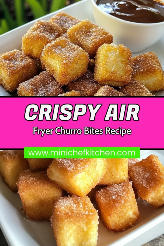 Indulge in the sweet delight of air fryer churro bites with this easy churro recipe! These crispy churros air fryer style are simple to make and perfect for satisfying your cravings. Enjoy homemade churro bites coated in cinnamon sugar for that classic flavor. Ready in just 30 minutes, they're ideal for dipping in chocolate or dulce de leche. Try this recipe today and save it for your dessert collection! #AirFryerChurroBites #EasyChurroRecipe #CinnamonSugarChurroBites #HomemadeChurroBites