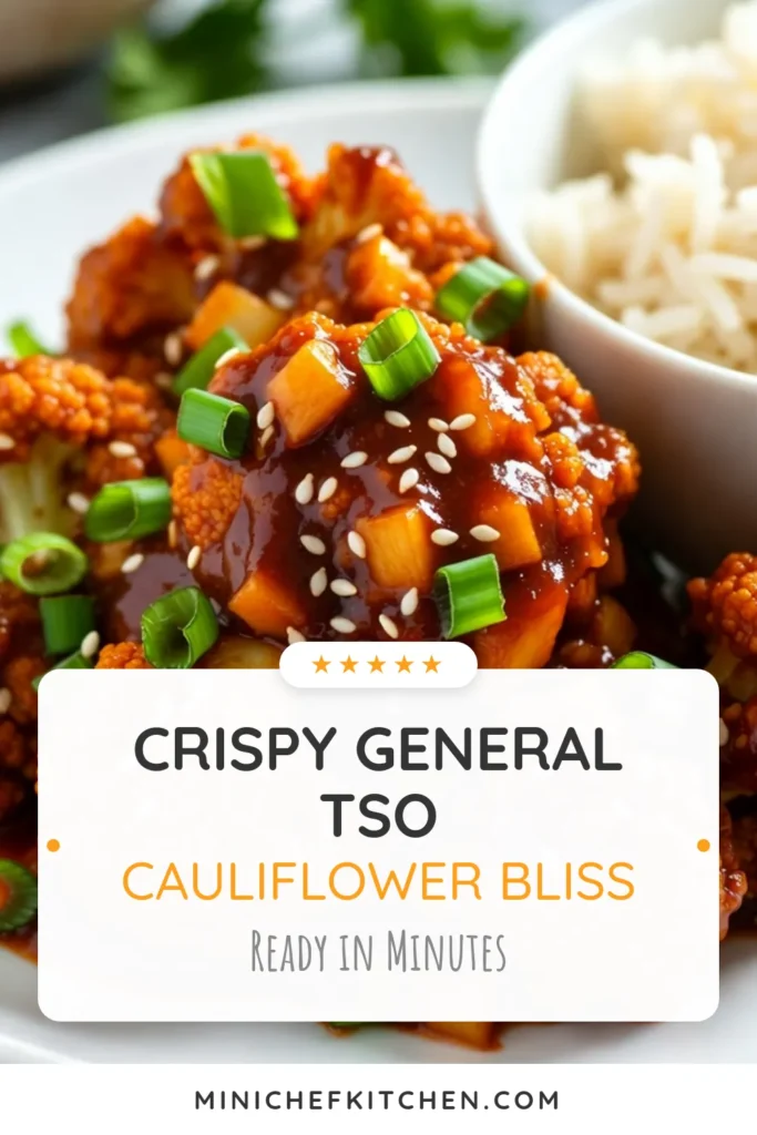 Elevate your meal with this Crispy General Tso’s Cauliflower, a delicious vegan General Tso's recipe that’s perfect for any occasion. This gluten-free General Tso's sauce enhances the flavorful cauliflower stir fry, making it a standout dish among healthy cauliflower dishes. Easy to prepare, this recipe is sure to impress. Click for the full recipe and enjoy a guilt-free take on a classic favorite! #VeganRecipes #HealthyEating #CauliflowerRecipes #GlutenFreeCooking