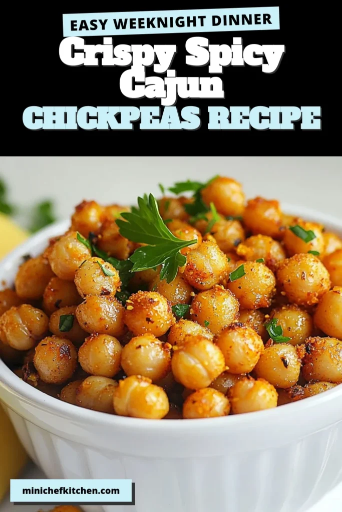 Looking for a satisfying and healthy snack? Try these Spicy Roasted Chickpeas! This Cajun chickpeas recipe brings the perfect crunch with a kick of heat. With just a few simple ingredients, you can make these crispy chickpea snacks that are not only delicious but also packed with protein. Perfect for any vegan snack recipes list. Click to discover the full recipe and enjoy! #VeganSnacks #HealthySnacks #ChickpeaRecipes #CajunFood