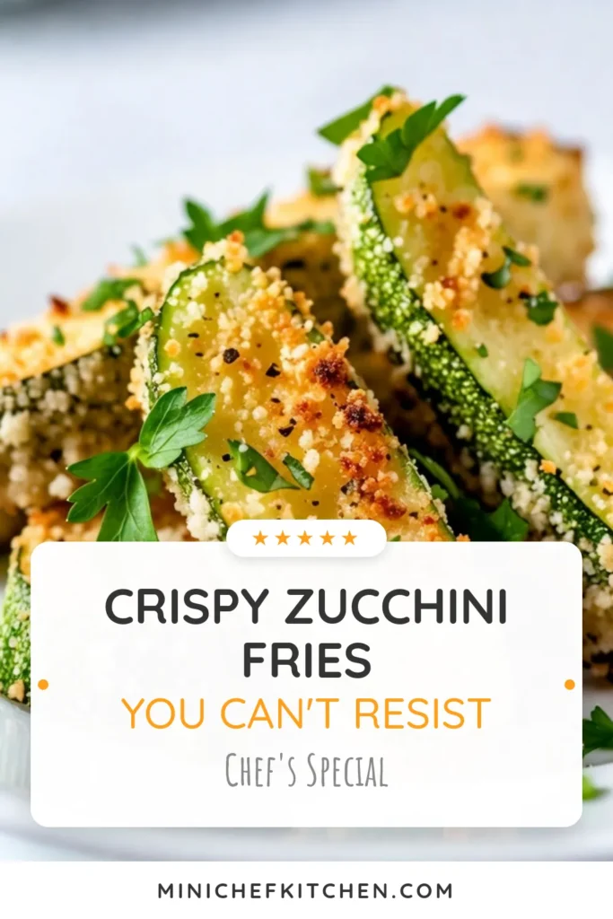 Looking for a delicious and healthy snack? Try these Crispy Zucchini Fries! Our Garlic Parmesan Zucchini Fries are baked to perfection, making them a guilt-free treat. With a crunchy coating of panko and Parmesan, these Baked Zucchini Fries are an irresistible addition to your healthy snack recipes. Perfect for dipping or enjoying on their own! Save this recipe now! #HealthySnackRecipes #CrispyZucchiniFries #GarlicParmesanZucchini #CrunchyVegetableFries