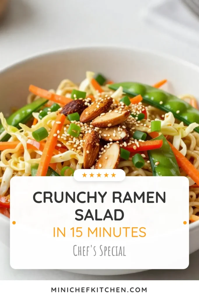 Discover a deliciously refreshing Crunchy Ramen Noodle Salad that's perfect for any occasion! This easy Ramen Noodle Salad Recipe features crisp vegetables, crunchy almonds, and a zesty dressing that makes it a must-try. Ideal as a Cold Noodle Salad or a vibrant Asian Salad with Ramen, it's a perfect dish for summer picnics. Elevate your salad game with this Crunchy Salad Recipe! Save for later! #RamenNoodleSalad #CrunchySalad #AsianSalad #ColdNoodleSalad