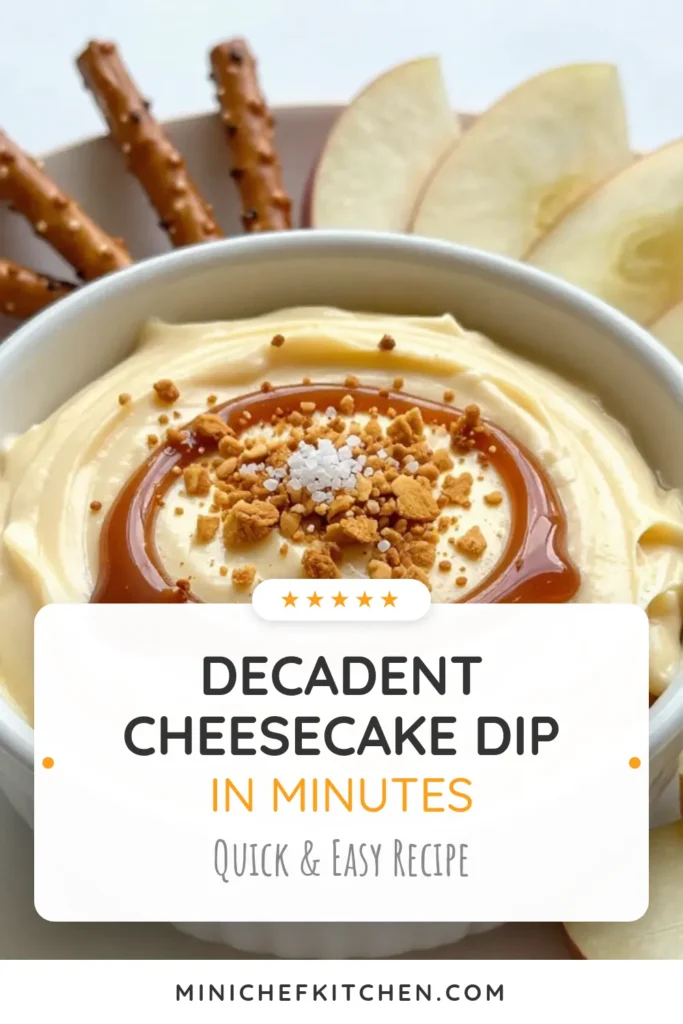 Indulge in this delicious salted caramel cheesecake dip, the perfect blend of creamy caramel dip and sweet flavors. This easy cheesecake dip recipe takes just 10 minutes to prepare and is a hit with graham crackers for an irresistible dessert dip. Whether you need quick party dessert ideas or a tasty treat for any occasion, this dip is sure to impress! Save this recipe for your next gathering! #SaltedCaramel #CheesecakeDip #DessertIdeas #PartyFood