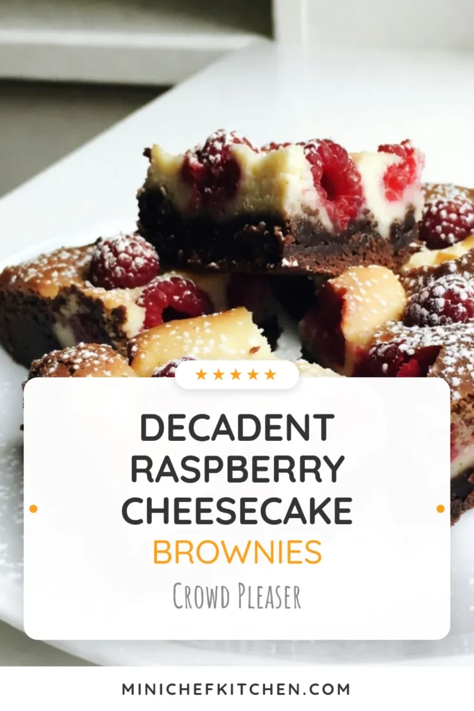 Indulge in the deliciousness of Raspberry Cheesecake Brownies! This easy cheesecake brownie recipe combines rich chocolate and tart raspberries for a heavenly treat. Perfect for dessert lovers, these Chocolate Raspberry Brownies are simple to make and a crowd-pleaser. Try these Cream Cheese Brownies for your next gathering and watch them disappear! Save this Easy Raspberry Brownies recipe for a sweet surprise! #RaspberryCheesecakeBrownies #ChocolateRaspberryBrownies #EasyRaspberryBrownies #CheesecakeBrownieRecipe