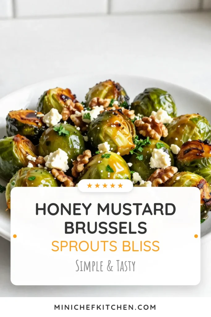 Looking for a delicious and healthy vegetable side dish? Try this easy honey mustard Brussels sprouts recipe! These roasted Brussels sprouts feature a delightful honey and Dijon mustard dressing, enhanced with crunchy walnuts and optional feta cheese for a burst of flavor. Perfect for any meal, this Brussels sprouts with feta and walnuts dish will impress your guests. Save this healthy Brussels sprouts dish for your next dinner! #HoneyMustardBrusselsSprouts #RoastedBrusselsSprouts #VegetableSideDish #HealthyRecipes