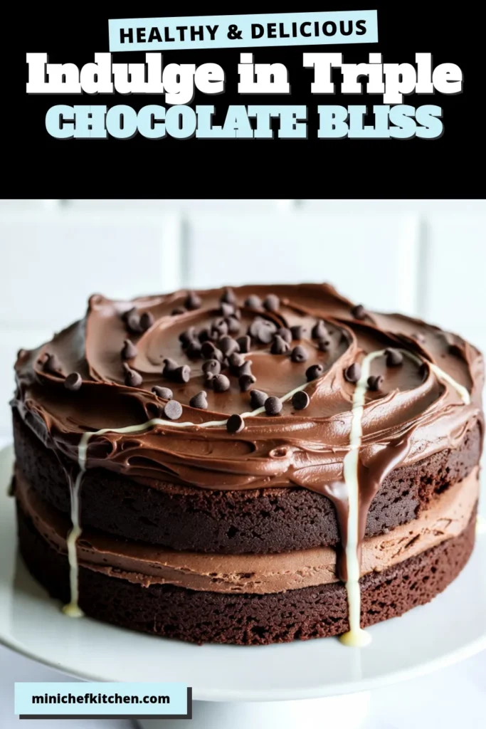 Indulge in the rich layers of this Triple Chocolate Fudge Cake, your new favorite chocolate dessert! This easy chocolate cake recipe combines dark, milk, and white chocolate chips for an unforgettable treat. Perfect for any occasion, this fudge cake baking will impress your guests. Discover more chocolate dessert ideas and save this triple chocolate cake recipe today to satisfy your sweet cravings! #ChocolateCake #FudgeCake #DessertIdeas #BakingRecipes