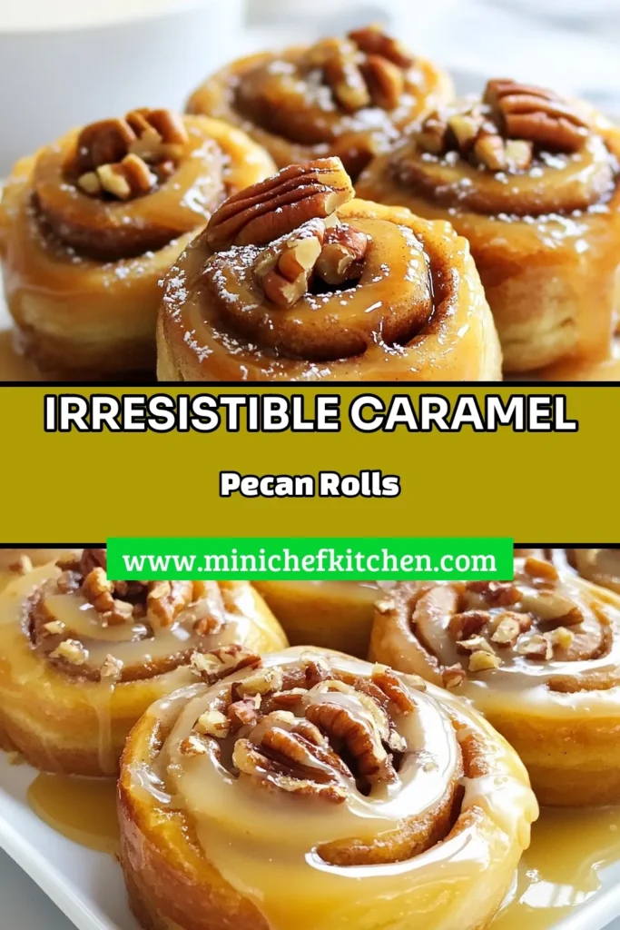 Discover the irresistible delight of caramel pecan cinnamon rolls with this easy homemade cinnamon rolls recipe. These gooey treats, topped with a delicious cinnamon roll glaze recipe, are perfect for any occasion. Whether you're a fan of pecan dessert recipes or seeking easy caramel rolls to impress your guests, this recipe has it all. Try it today and enjoy the warmth of freshly baked goodness! Save this recipe for later! #CinnamonRolls #PecanDesserts #HomemadeTreats #BakingRecipes