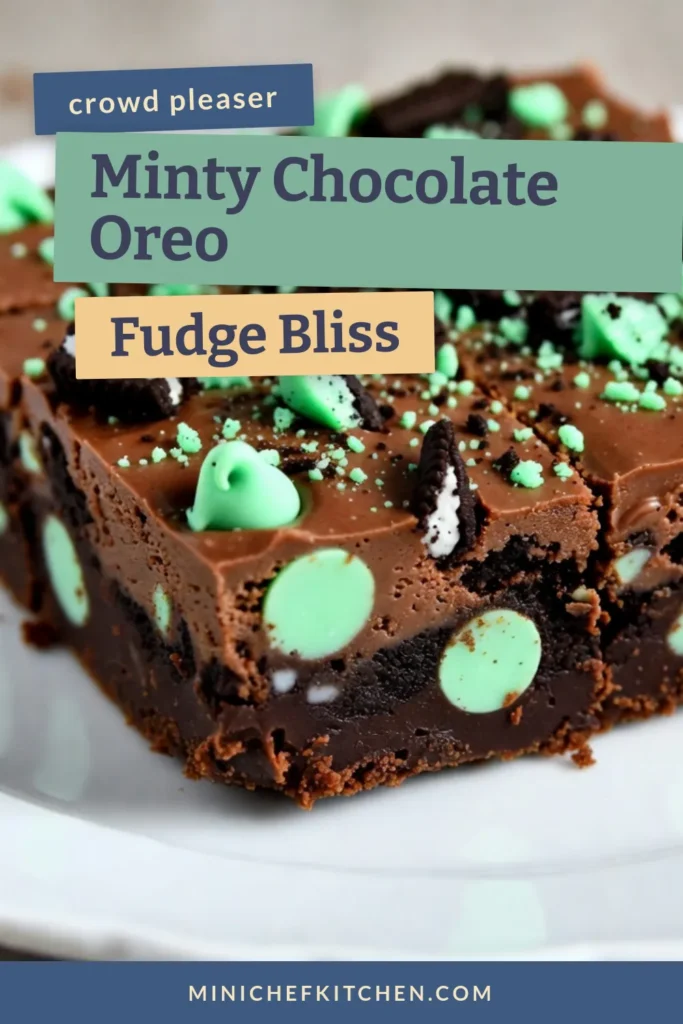 Indulge in this easy no-bake chocolate mint fudge that's perfect for any occasion! This Chocolate Mint Oreo Fudge combines the rich flavors of mint chocolate with crushed Oreos for an irresistible treat. Follow our simple Oreo fudge recipe to create a delightful mint chocolate dessert that everyone will love. Don't wait, try this easy fudge recipe today! #ChocolateMintFudge #OreoFudgeRecipe #MintChocolateDessert #NoBakeMintFudge