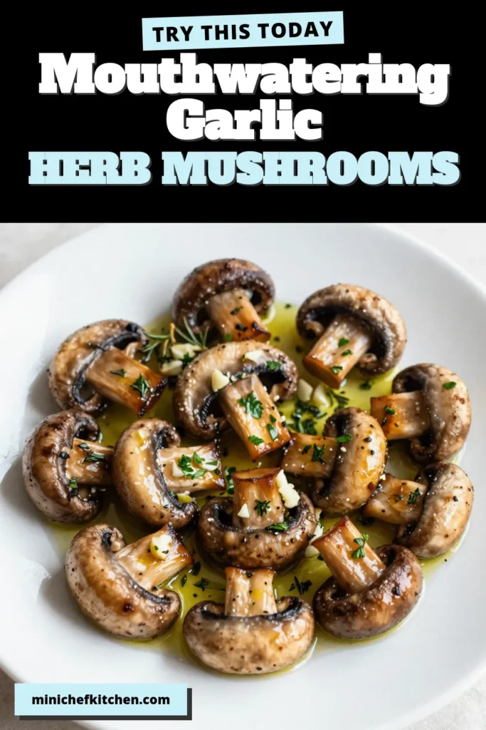 Discover the deliciousness of Garlic Herb Mushrooms with this easy roasted mushroom recipe! Ideal as a vegan mushroom dish or a perfect easy mushroom side dish, these herb roasted vegetables are bursting with flavor. Together with garlic, olive oil, and aromatic herbs, they make an irresistible addition to your meals. Try this recipe for your next dinner and enjoy a delightful plant-based treat! Save this for later! #VeganRecipes #MushroomLovers #EasySideDishes #HerbRoastedVegetables