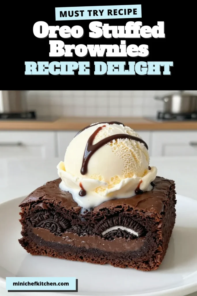 Indulge in these delicious Oreo stuffed brownies that combine a fudgy brownie recipe with creamy Oreos for an ultimate chocolate dessert experience. This easy brownie recipe is perfect for any occasion, making it a standout in your Oreo dessert ideas. Bake a batch today and treat yourself to a rich, gooey delight. Don't forget to save this recipe for later! #OreoStuffedBrownies #FudgyBrownieRecipe #ChocolateDessertRecipes #EasyBrownieRecipe